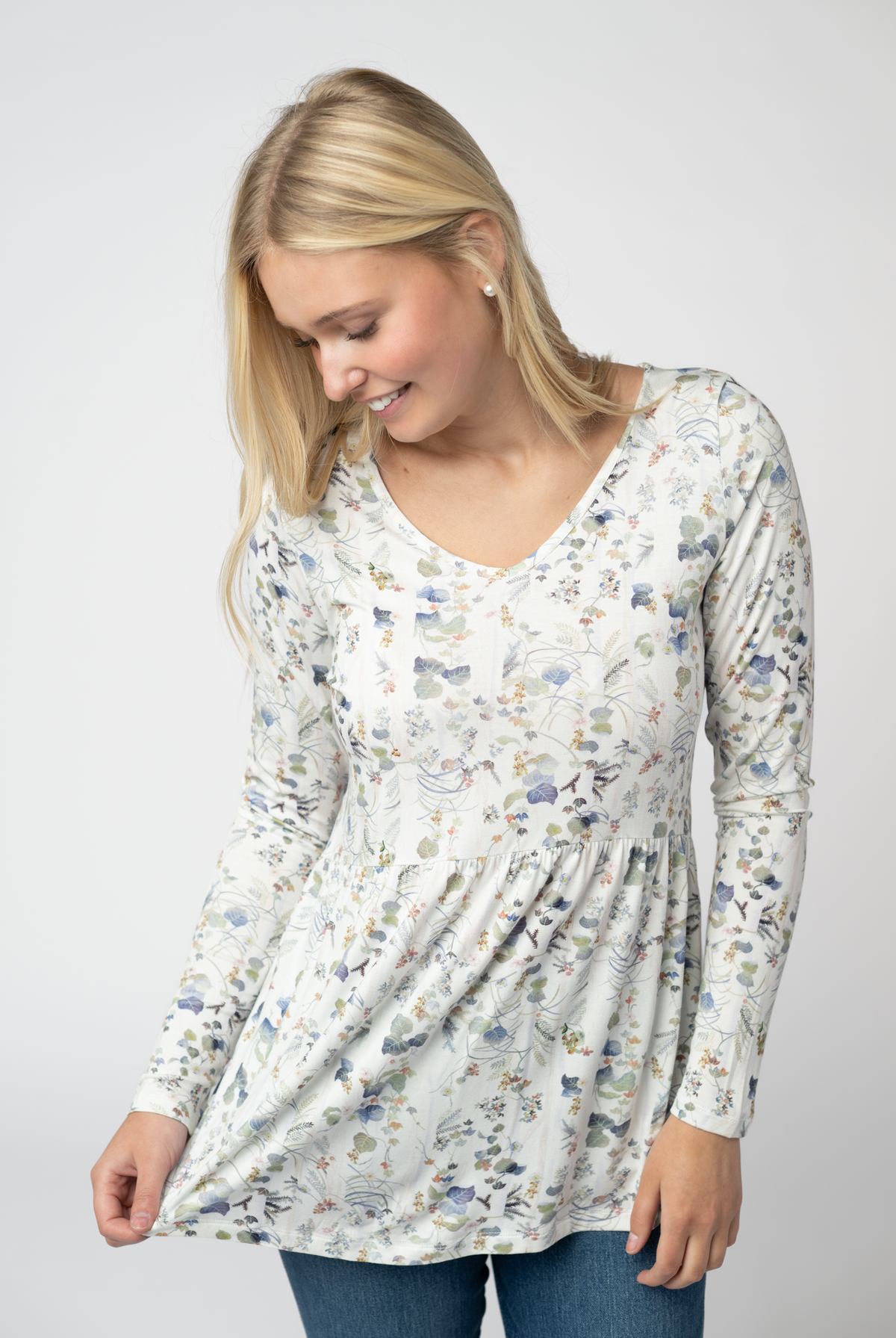 Long Sleeve Sarah Ruffle Top - Olive Meadow-Tops-Dear Me Southern Boutique, located in DeRidder, Louisiana