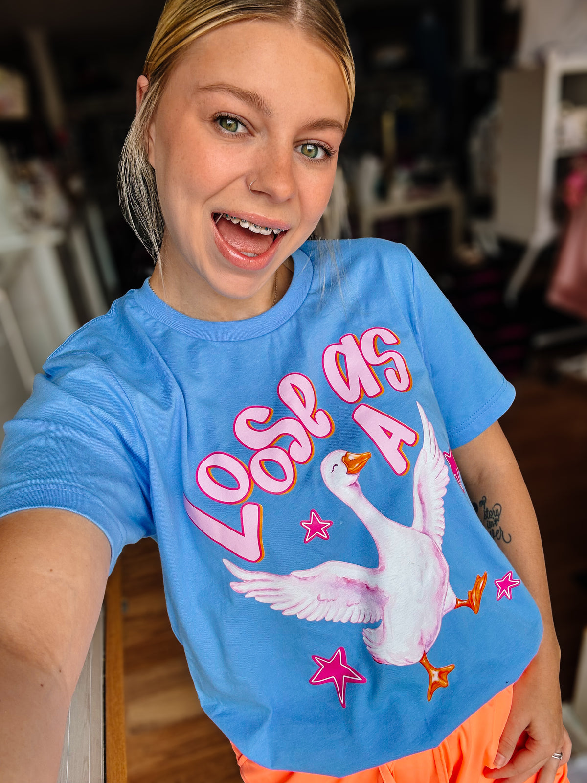 Loose As A Goose Tee-Tees-Dear Me Southern Boutique, located in DeRidder, Louisiana