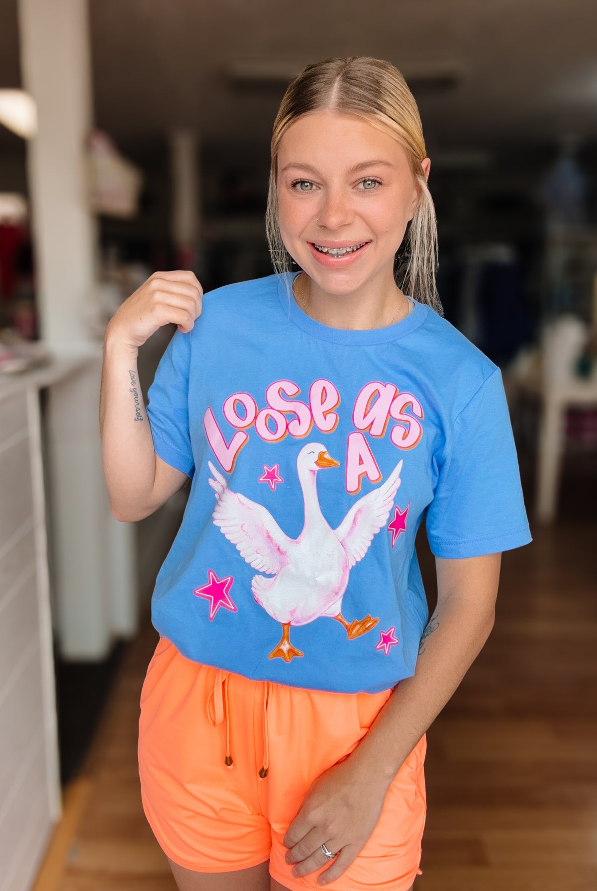 Loose As A Goose Tee-Tees-Dear Me Southern Boutique, located in DeRidder, Louisiana