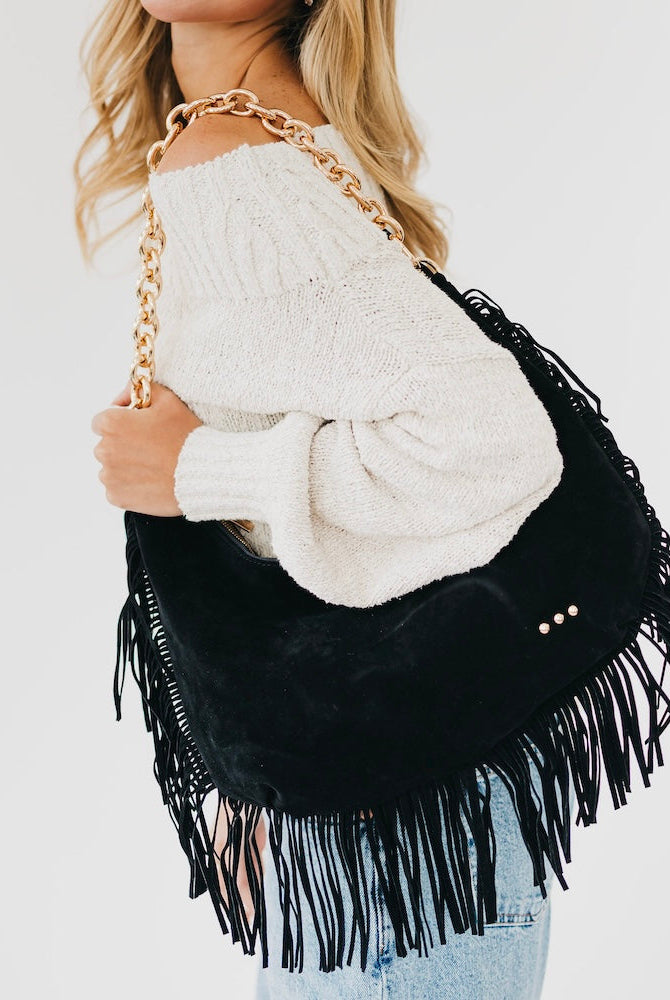 Loretta Suede Fringe Slouchy Bag-Presales-Dear Me Southern Boutique, located in DeRidder, Louisiana