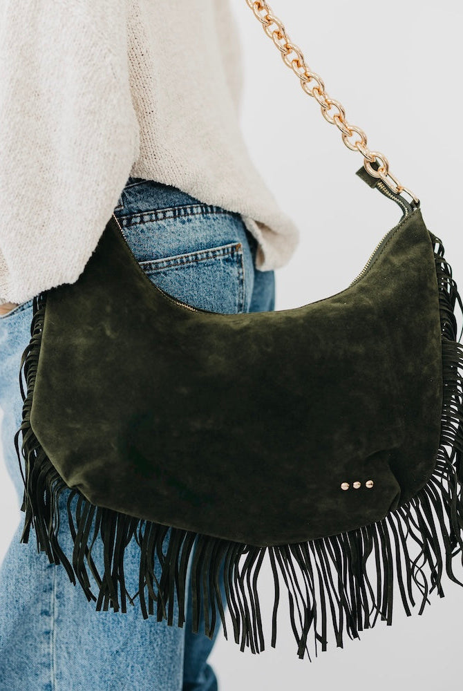 Loretta Suede Fringe Slouchy Bag-Presales-Dear Me Southern Boutique, located in DeRidder, Louisiana