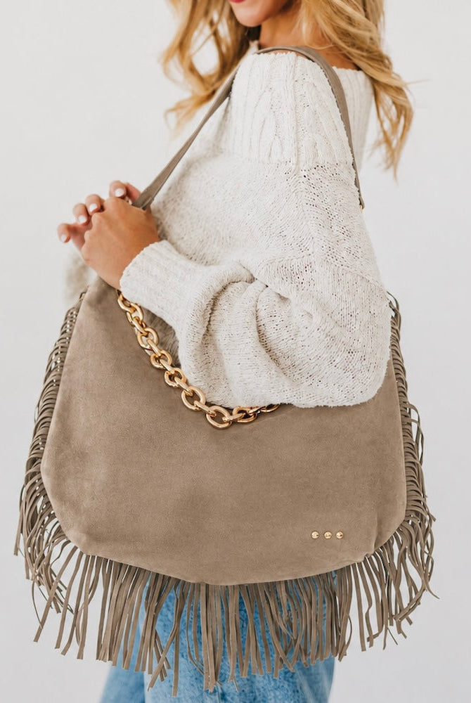 Loretta Suede Fringe Slouchy Bag-Presales-Dear Me Southern Boutique, located in DeRidder, Louisiana