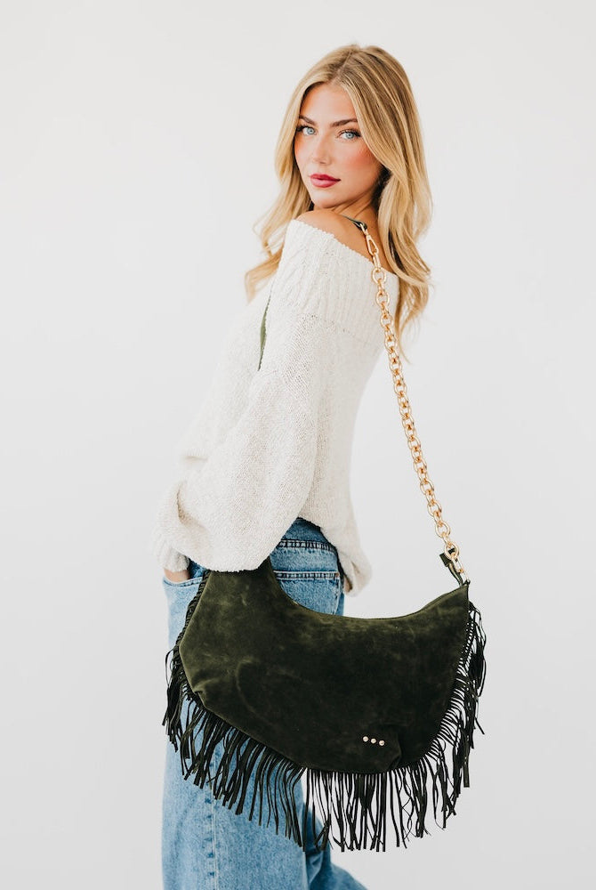 Loretta Suede Fringe Slouchy Bag-Presales-Dear Me Southern Boutique, located in DeRidder, Louisiana