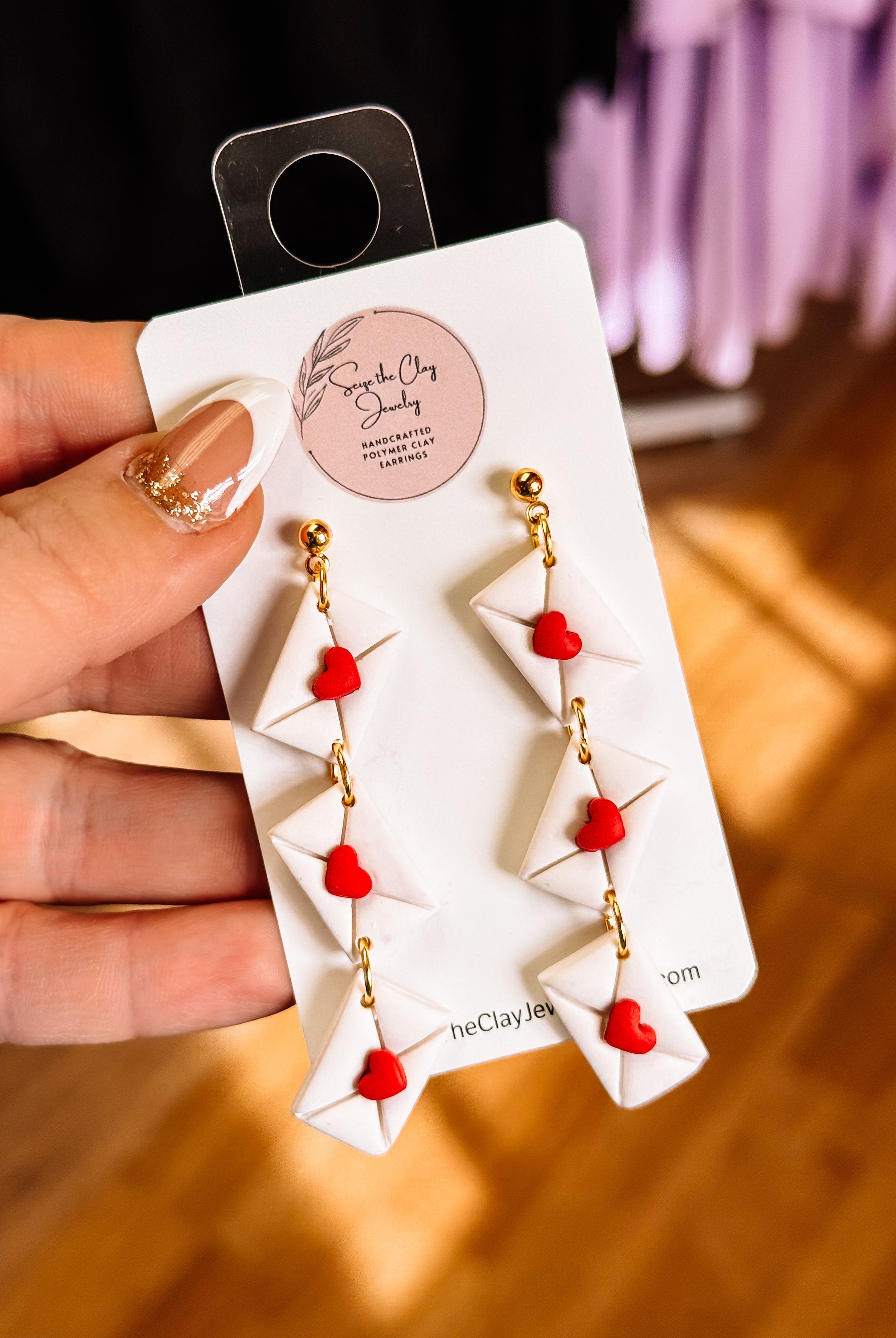 Love Letter Clay Earrings-Earrings-Dear Me Southern Boutique, located in DeRidder, Louisiana
