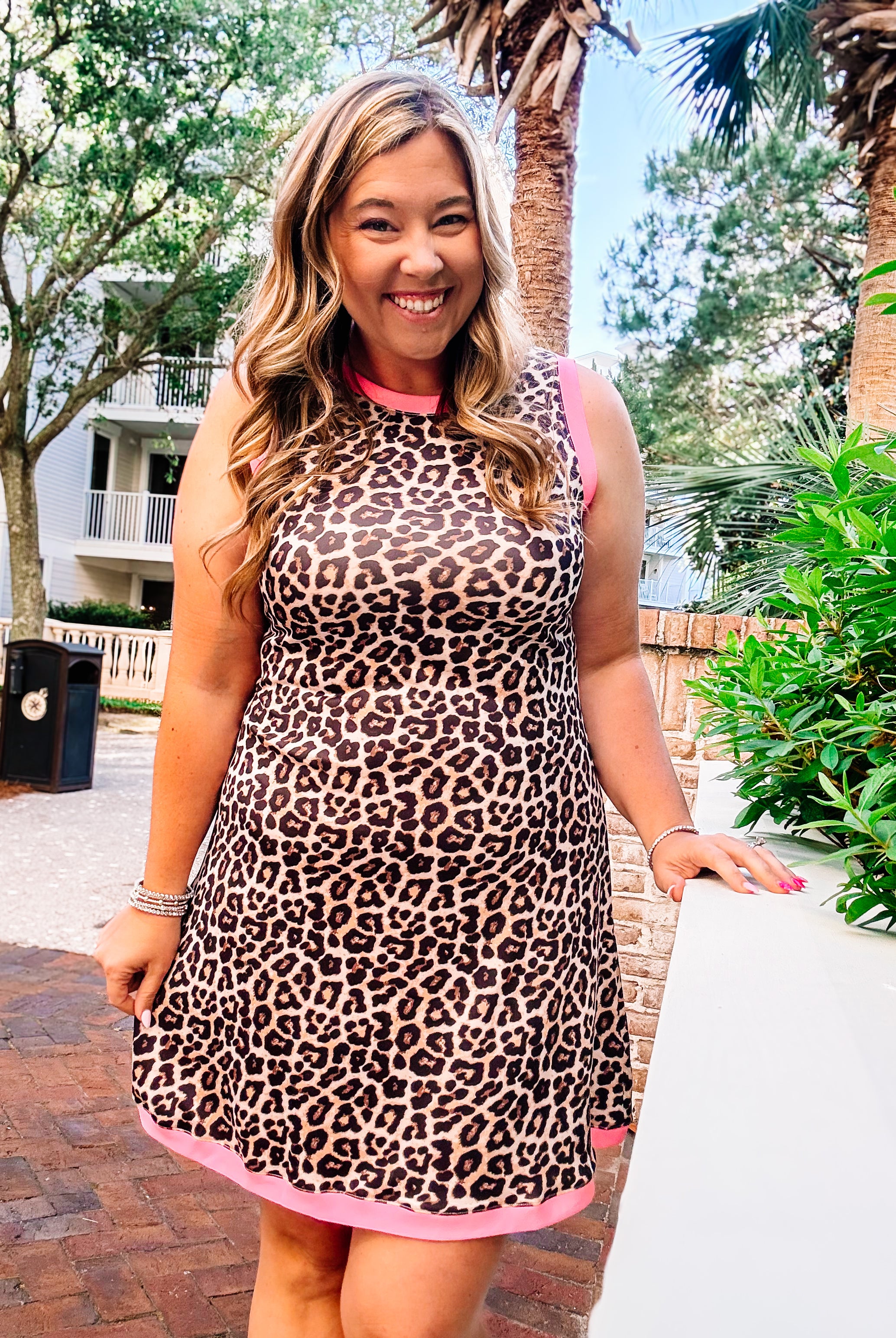 Lucy Scuba Tank Dress - Pink Safari Chic-Dresses-Dear Me Southern Boutique, located in DeRidder, Louisiana