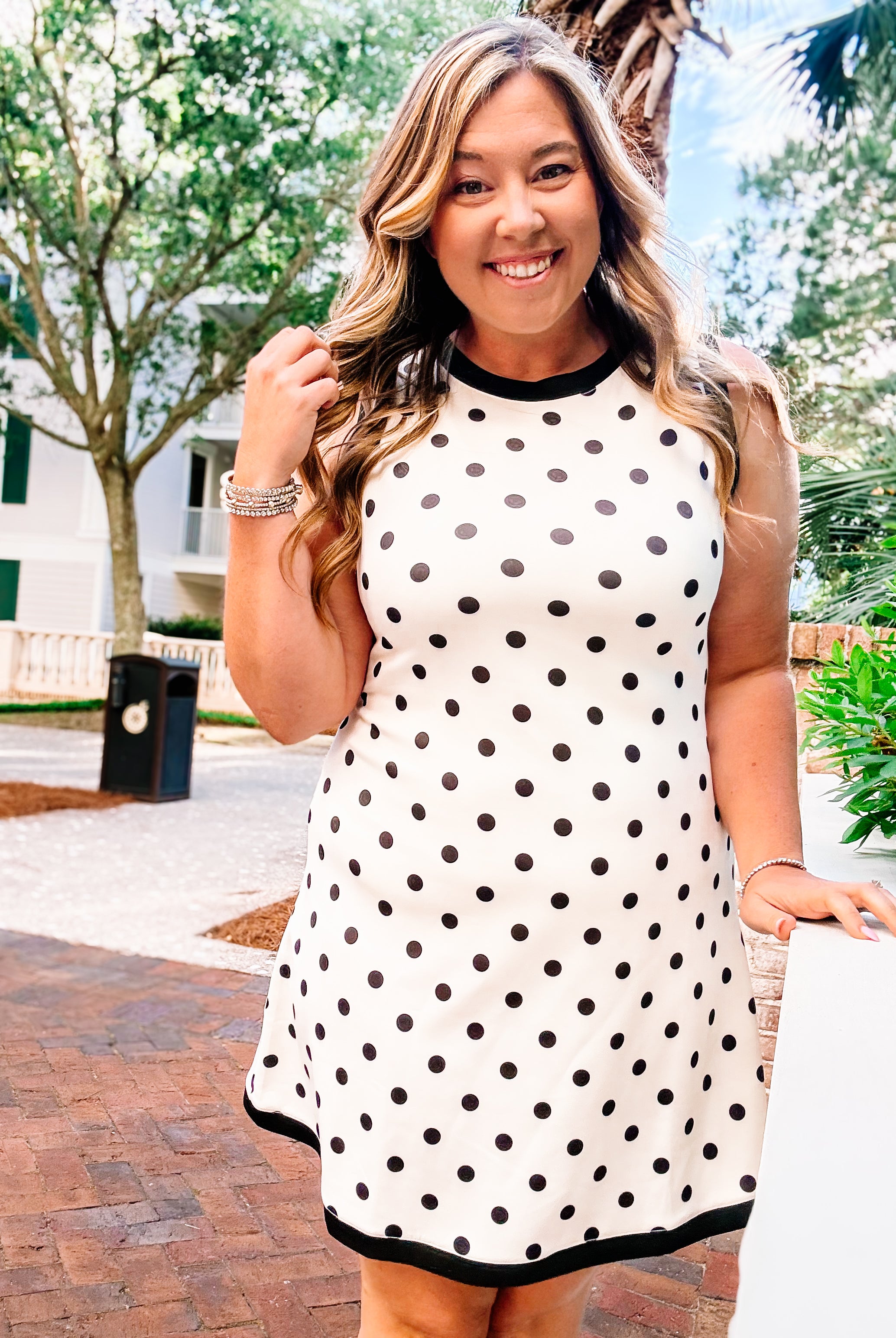 Lucy Scuba Tank Dress - Polka Dot-Dresses-Dear Me Southern Boutique, located in DeRidder, Louisiana