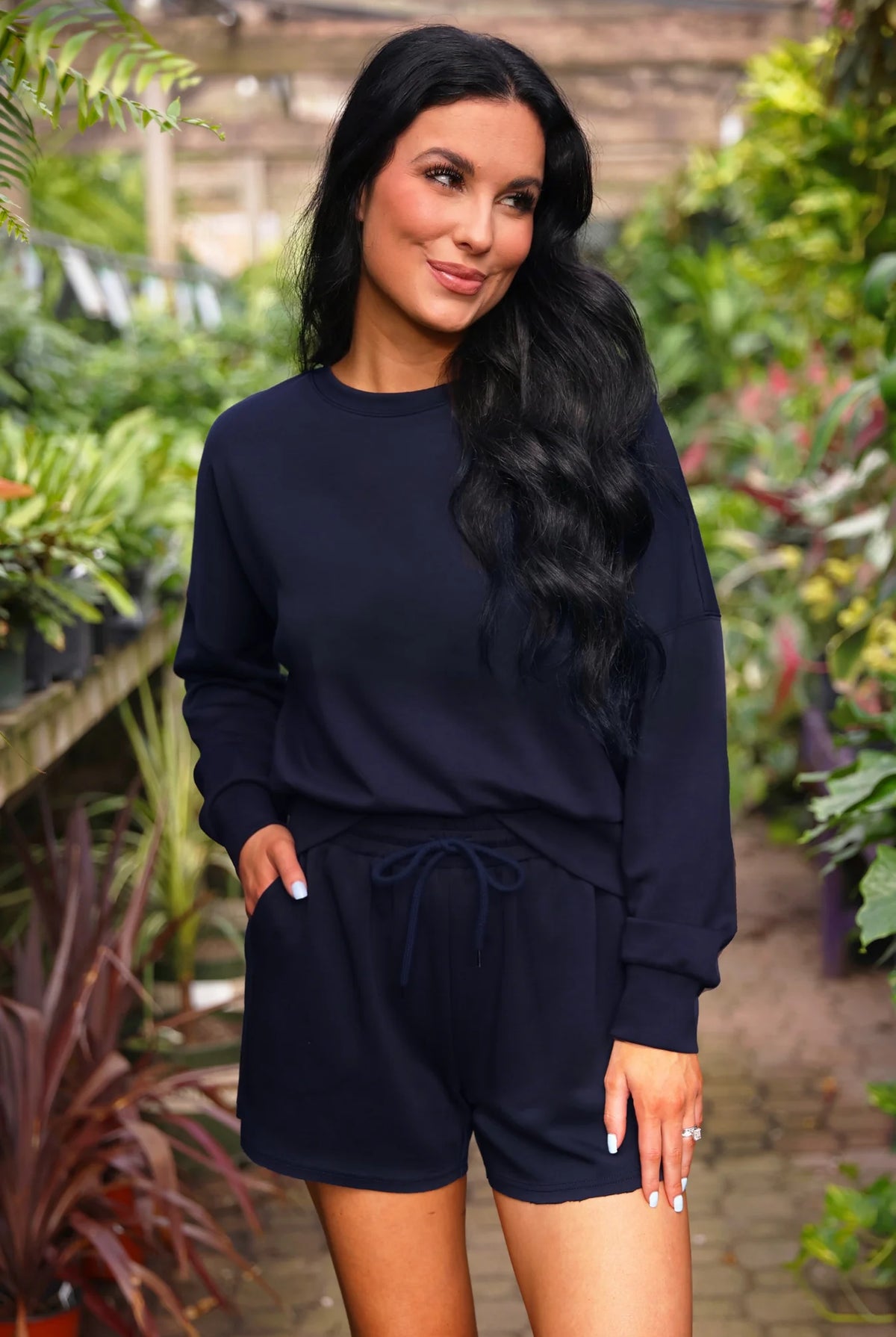 Luna Luxe Pullover Set-Navy-Presales-Dear Me Southern Boutique, located in DeRidder, Louisiana