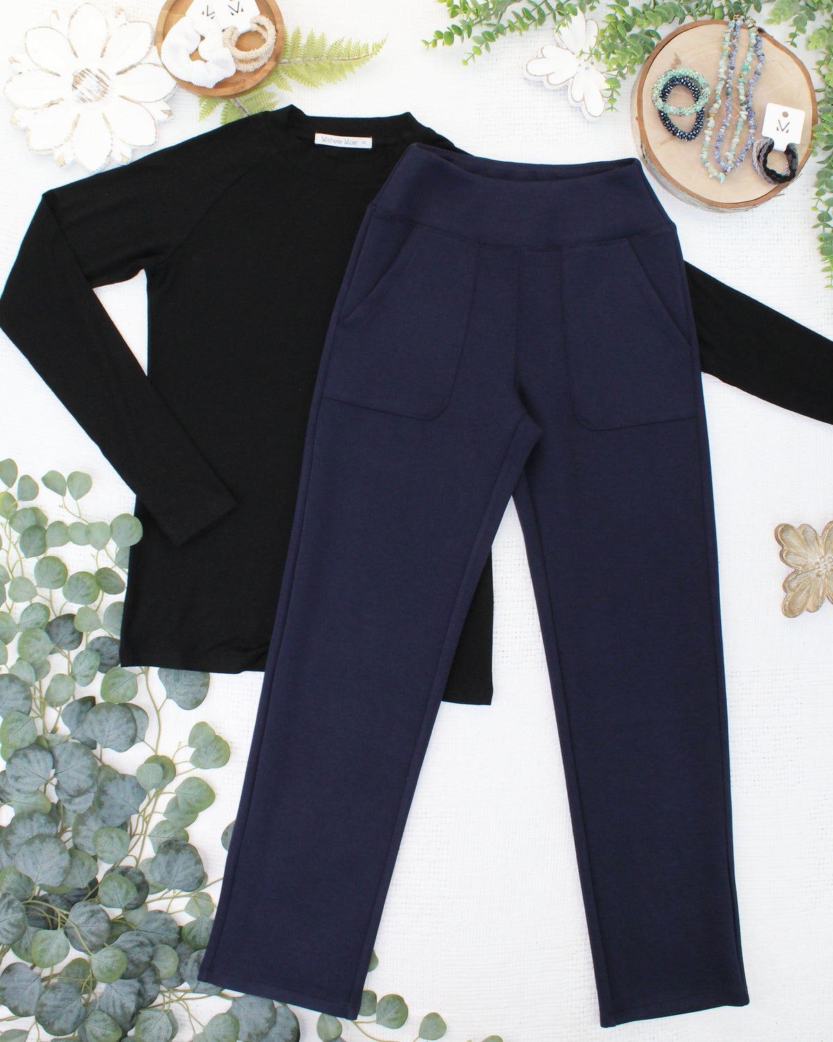 Luxe Ankle Bottoms- Navy-Other Bottoms-Dear Me Southern Boutique, located in DeRidder, Louisiana