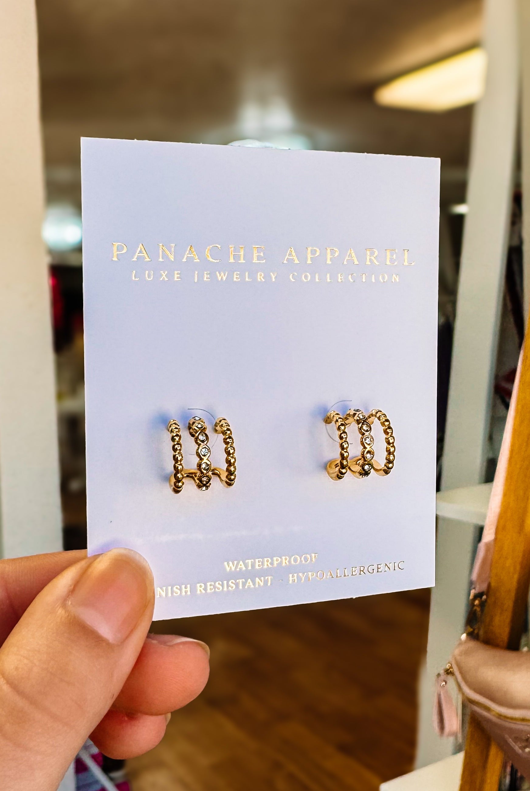 Luxe Gold Tripe Hoop Earrings-Earrings-Dear Me Southern Boutique, located in DeRidder, Louisiana