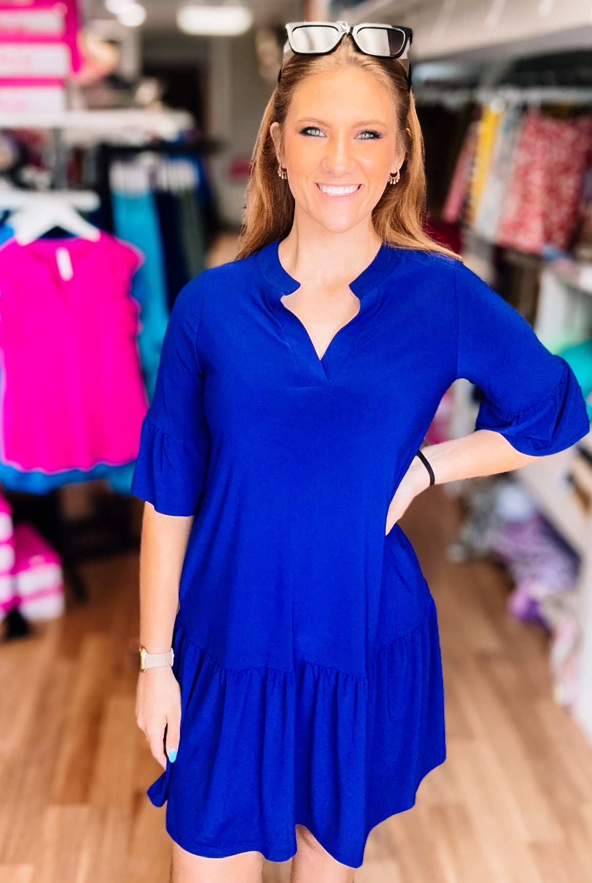 Lydia Sunday Dress-Navy-Dresses-Dear Me Southern Boutique, located in DeRidder, Louisiana