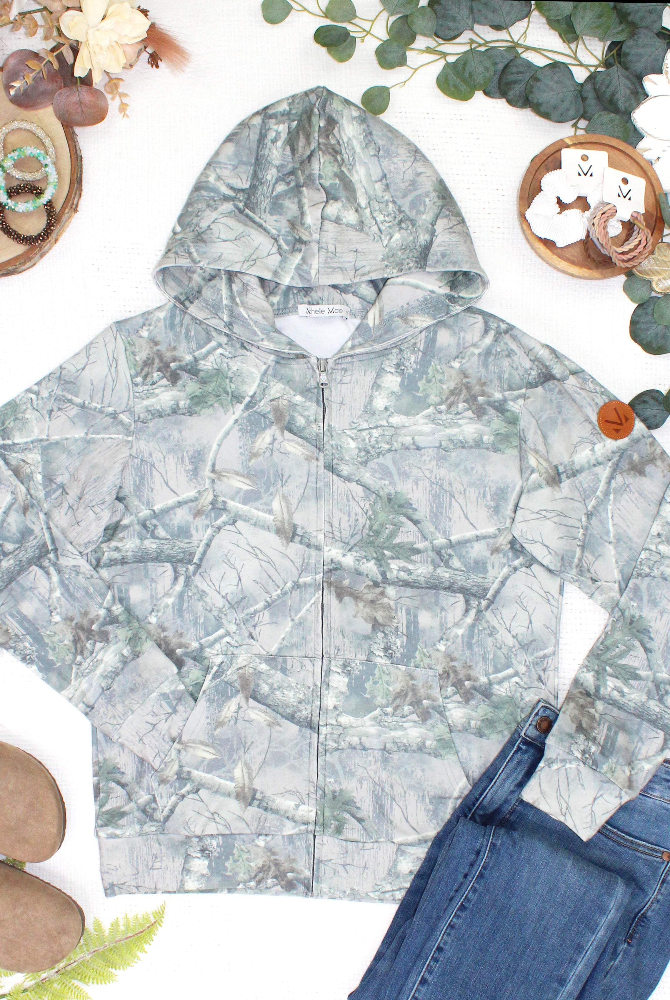 MARKET EXCLUSIVE Fullzip Hoodie - Camo-hoodie-Dear Me Southern Boutique, located in DeRidder, Louisiana