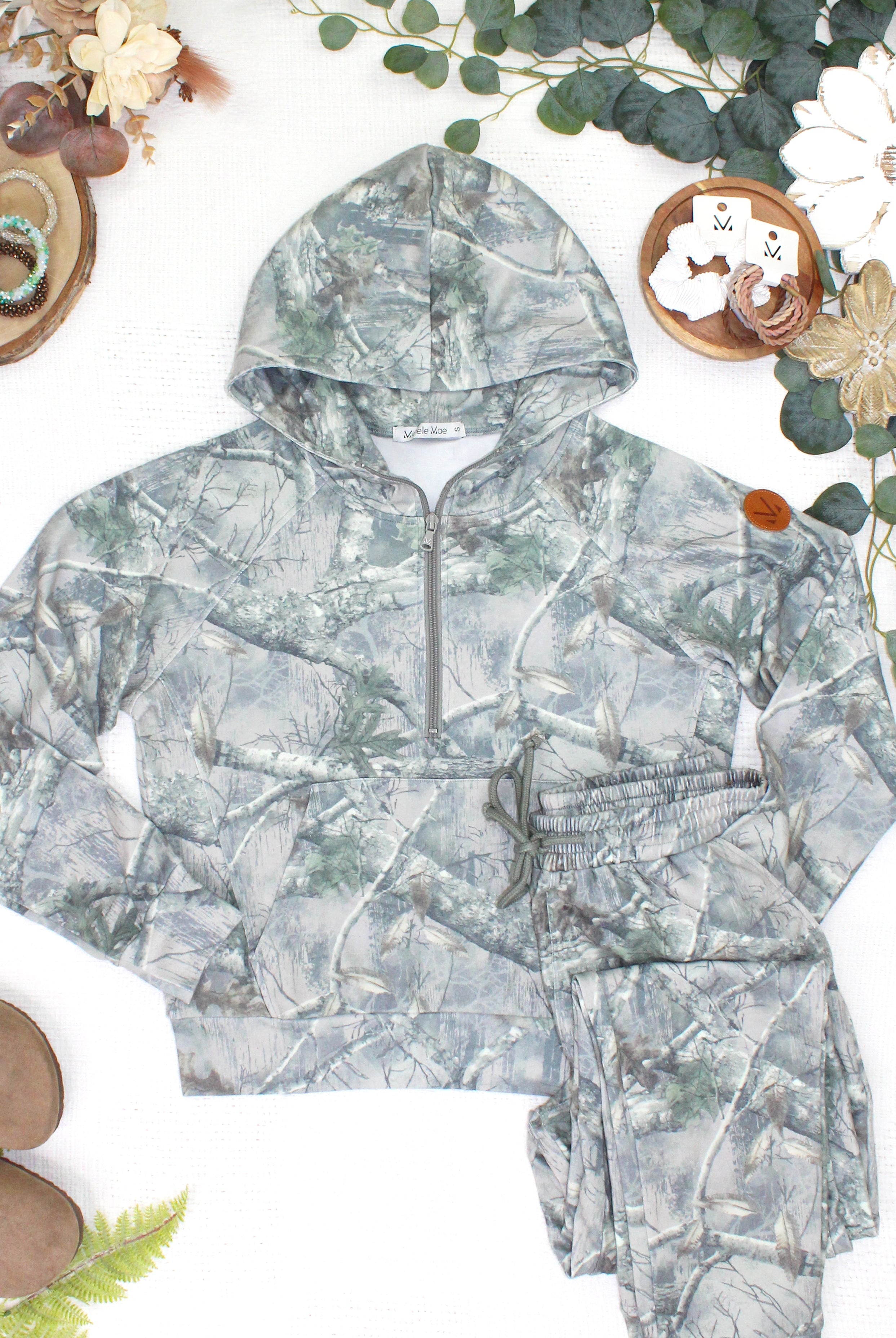 MARKET EXCLUSIVE Shorter Halfzip Hoodie - Camo-hoodie-Dear Me Southern Boutique, located in DeRidder, Louisiana