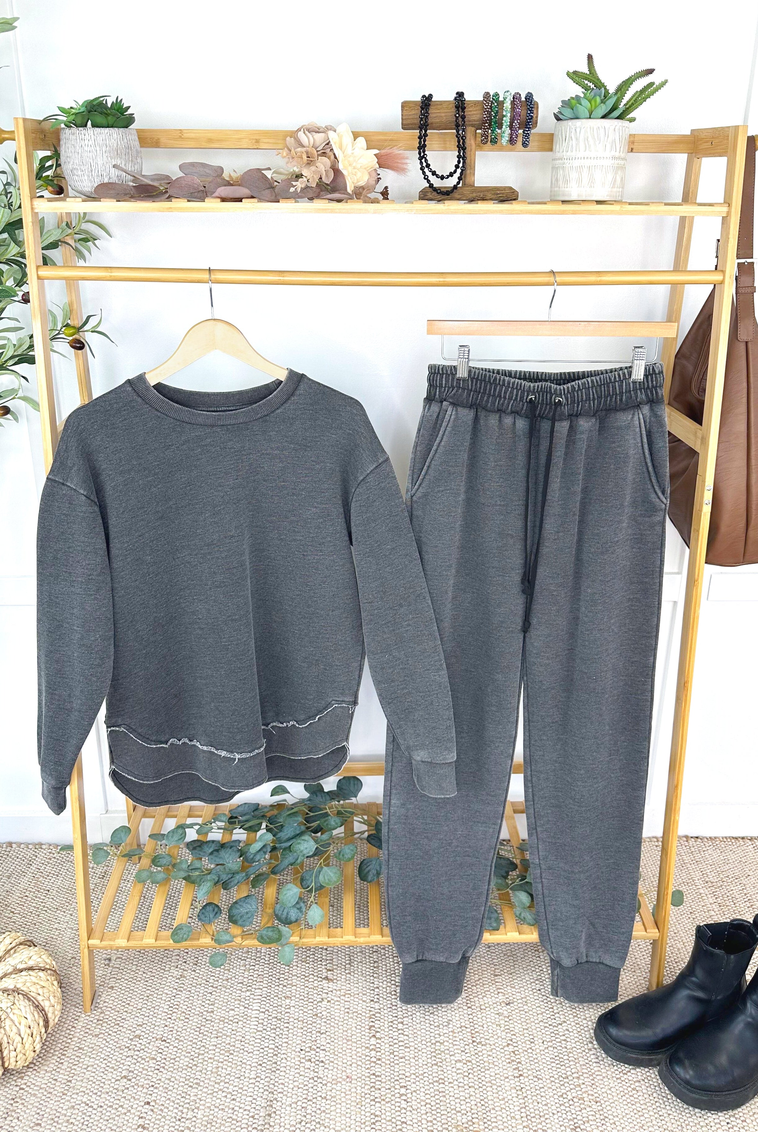 MARKET EXCLUSIVE Vintage Wash Pullover - Black-Pullover-Dear Me Southern Boutique, located in DeRidder, Louisiana