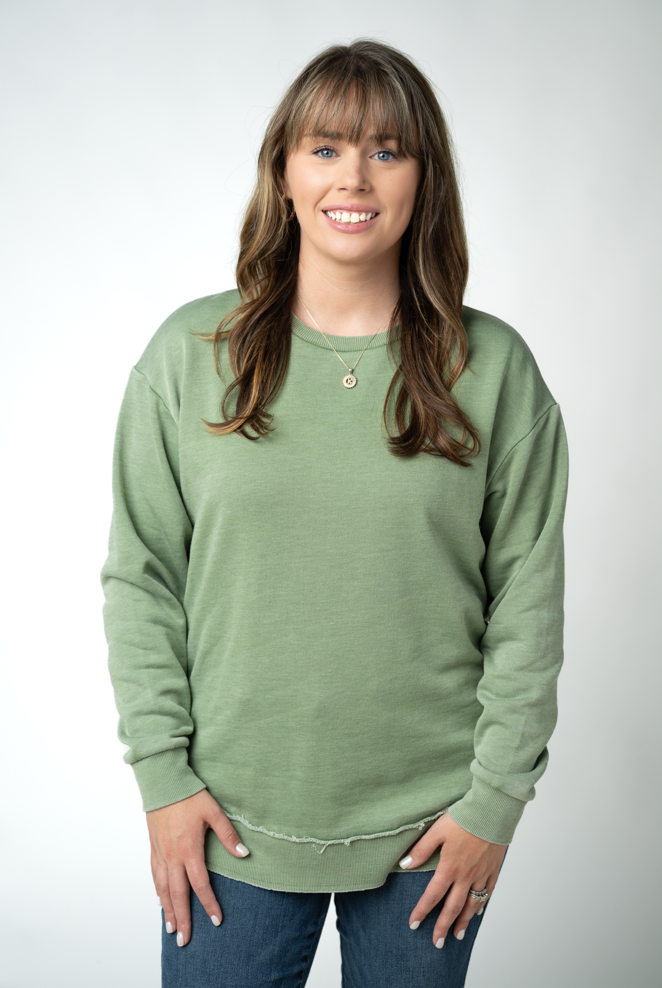 MARKET EXCLUSIVE Vintage Wash Pullover - Olive-Pullover-Dear Me Southern Boutique, located in DeRidder, Louisiana