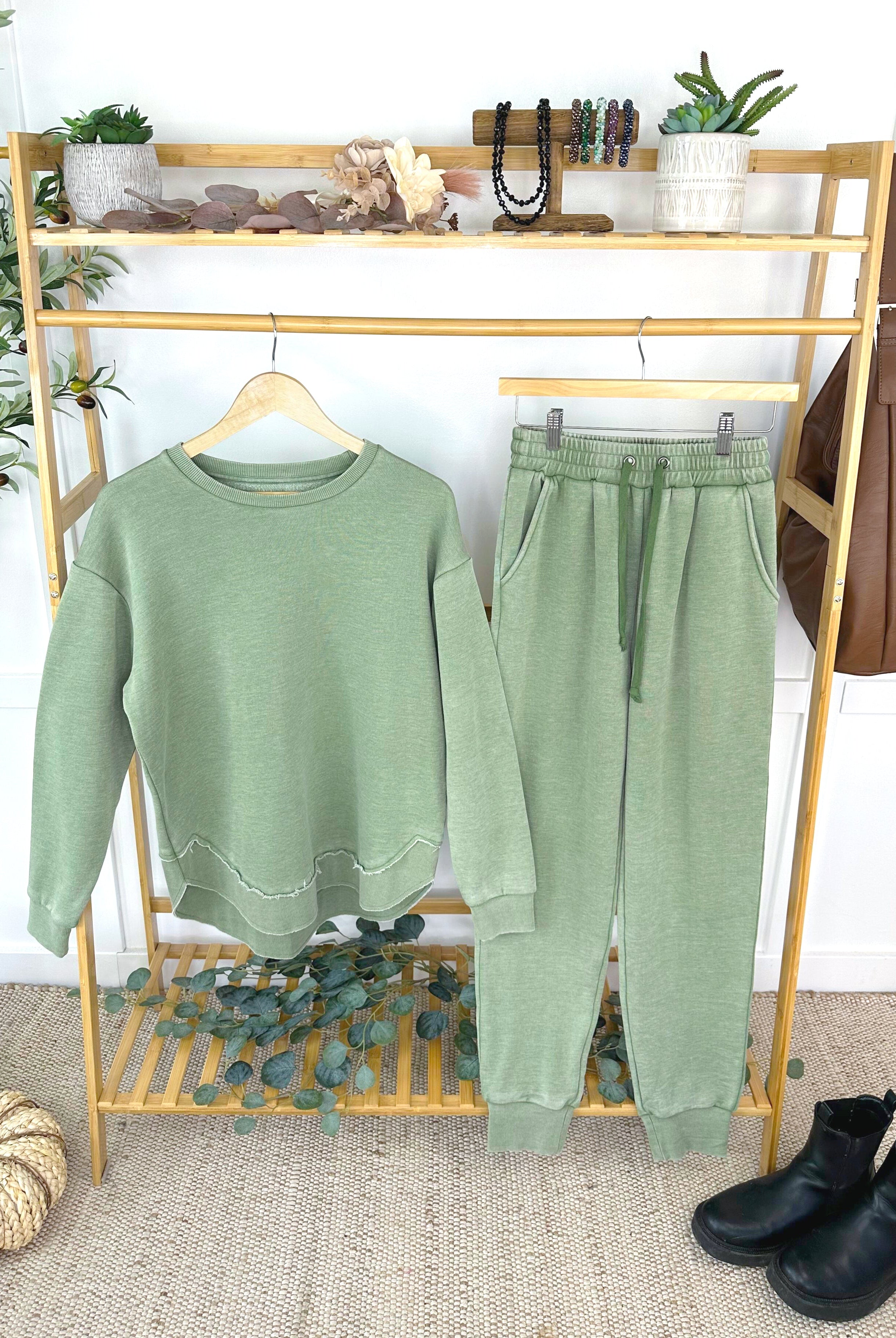 MARKET EXCLUSIVE Vintage Wash Pullover - Olive-Pullover-Dear Me Southern Boutique, located in DeRidder, Louisiana
