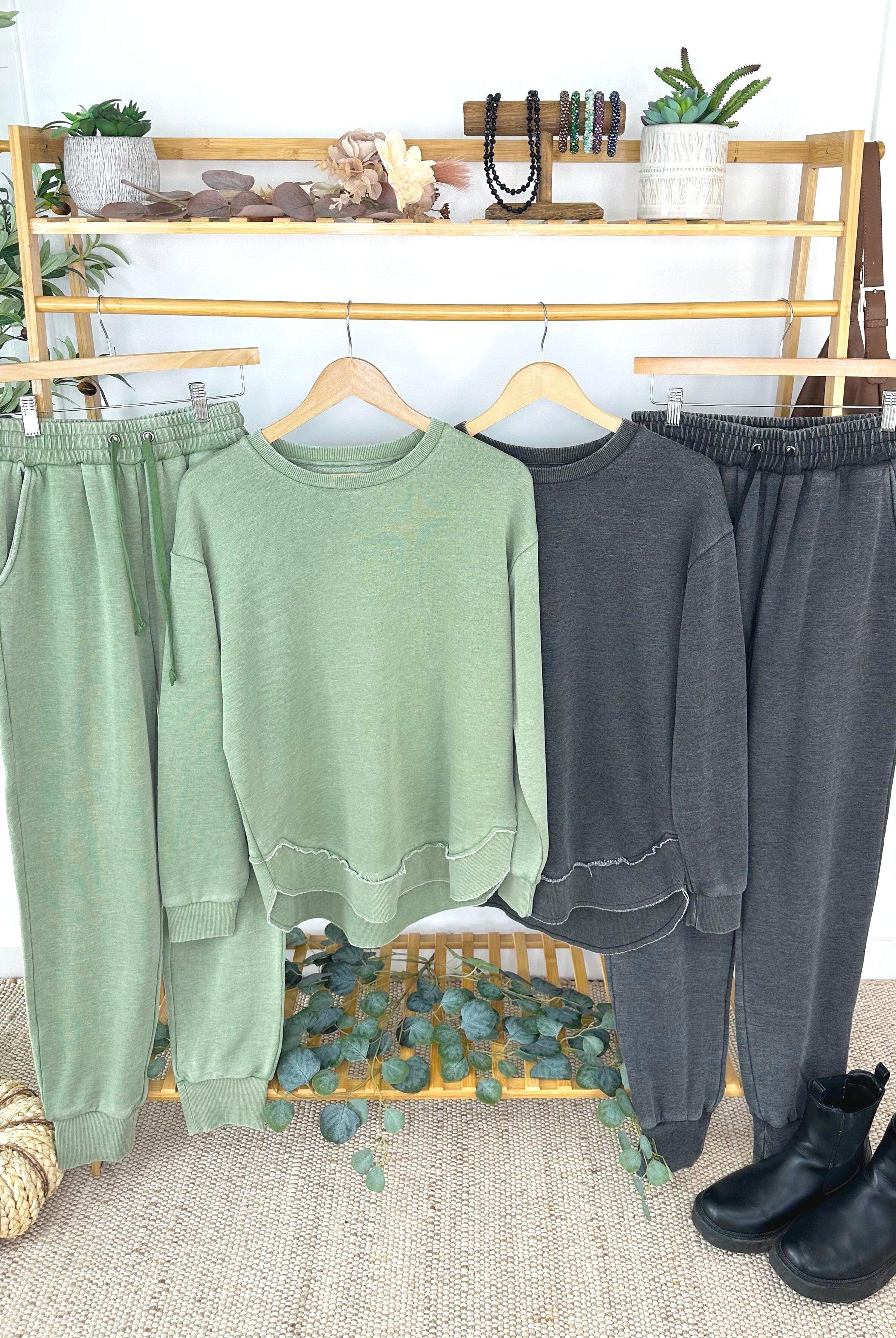 MARKET EXCLUSIVE Vintage Wash Pullover - Olive-Pullover-Dear Me Southern Boutique, located in DeRidder, Louisiana