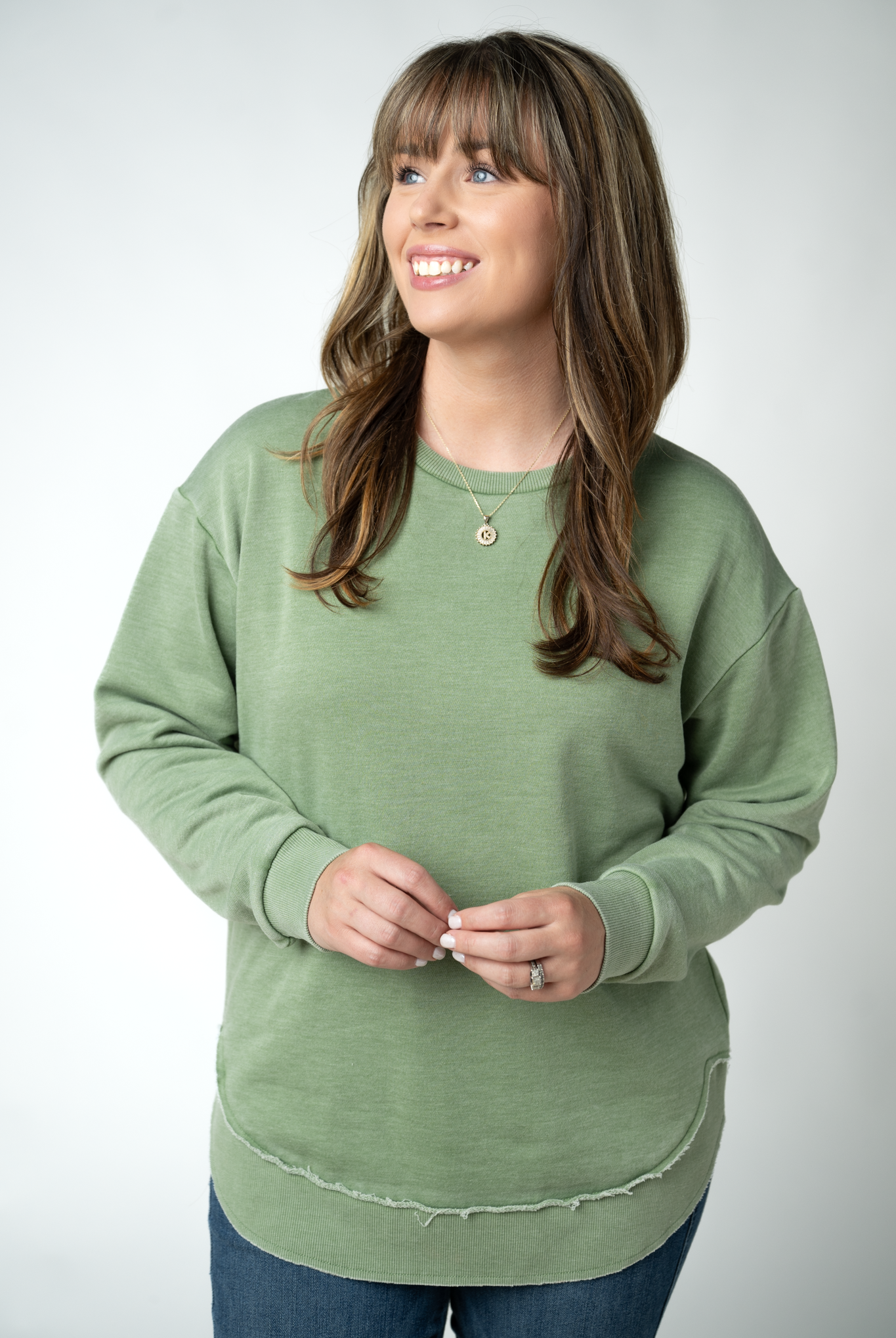 MARKET EXCLUSIVE Vintage Wash Pullover - Olive-Pullover-Dear Me Southern Boutique, located in DeRidder, Louisiana
