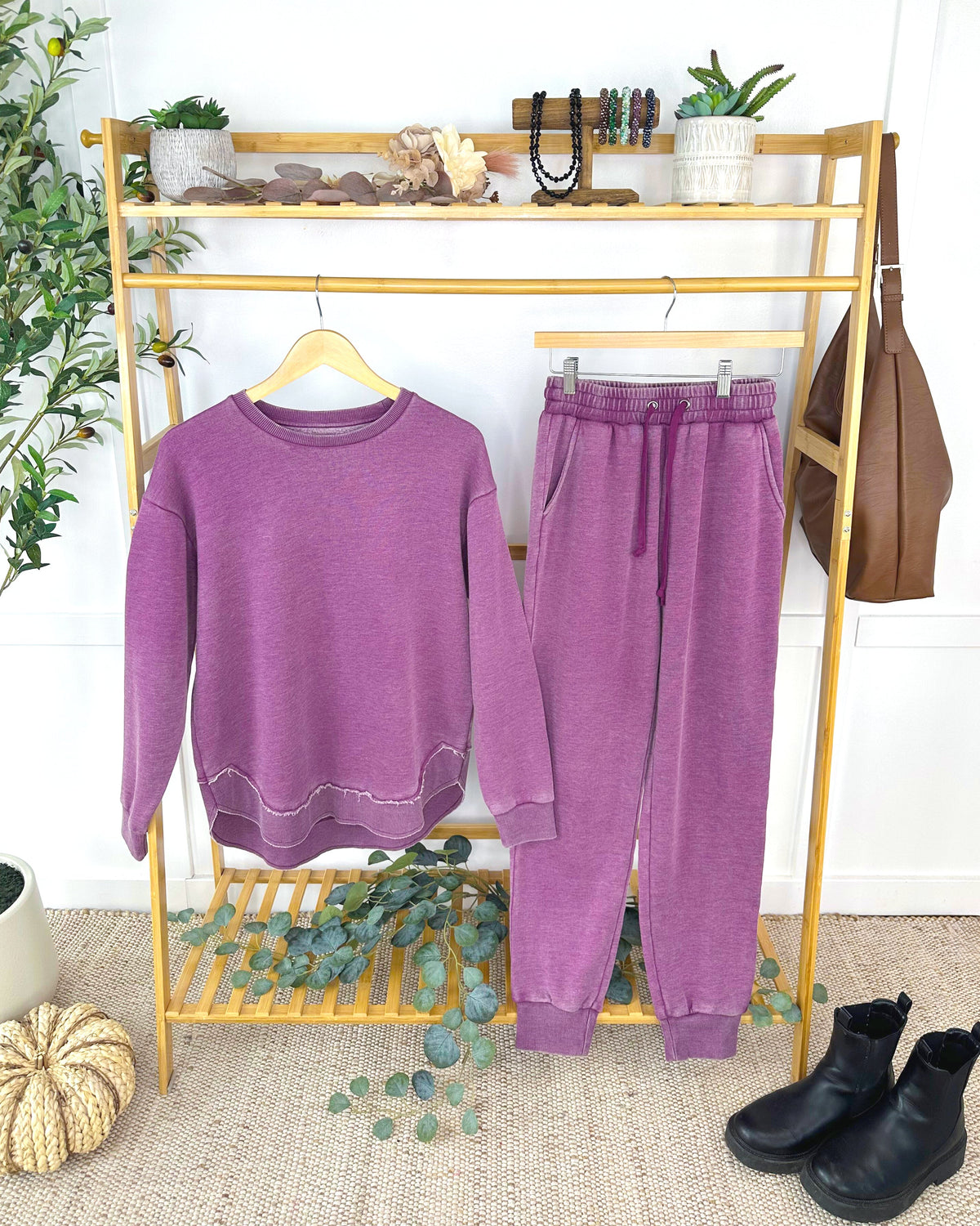 MARKET EXCLUSIVE Vintage Wash Pullover - Purple-Sweatshirts-Dear Me Southern Boutique, located in DeRidder, Louisiana