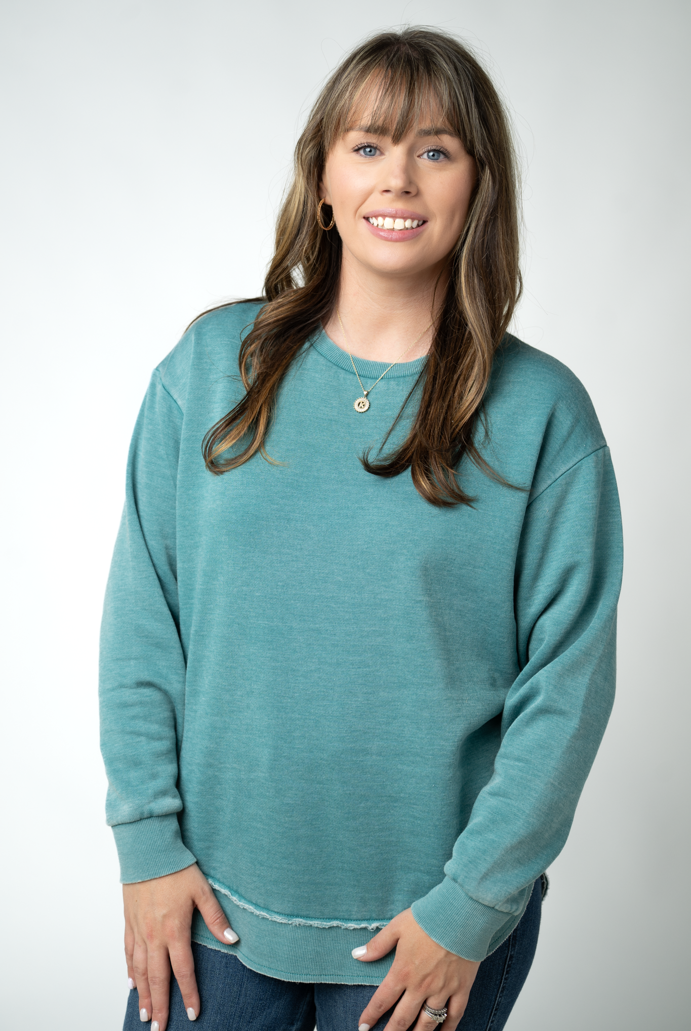 MARKET EXCLUSIVE Vintage Wash Pullover - Teal-Pullover-Dear Me Southern Boutique, located in DeRidder, Louisiana