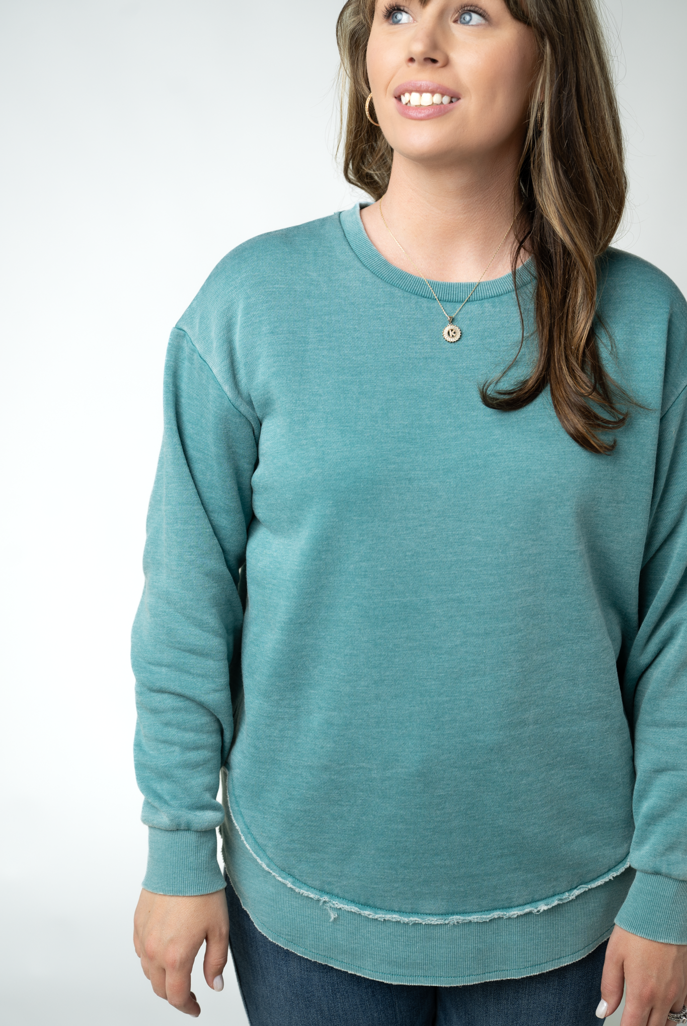 MARKET EXCLUSIVE Vintage Wash Pullover - Teal-Pullover-Dear Me Southern Boutique, located in DeRidder, Louisiana