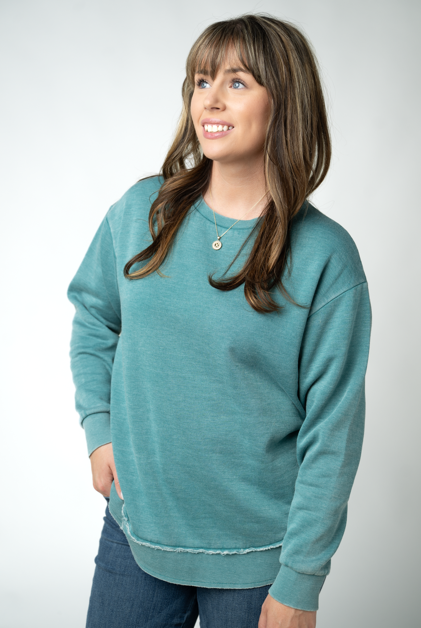 MARKET EXCLUSIVE Vintage Wash Pullover - Teal-Pullover-Dear Me Southern Boutique, located in DeRidder, Louisiana