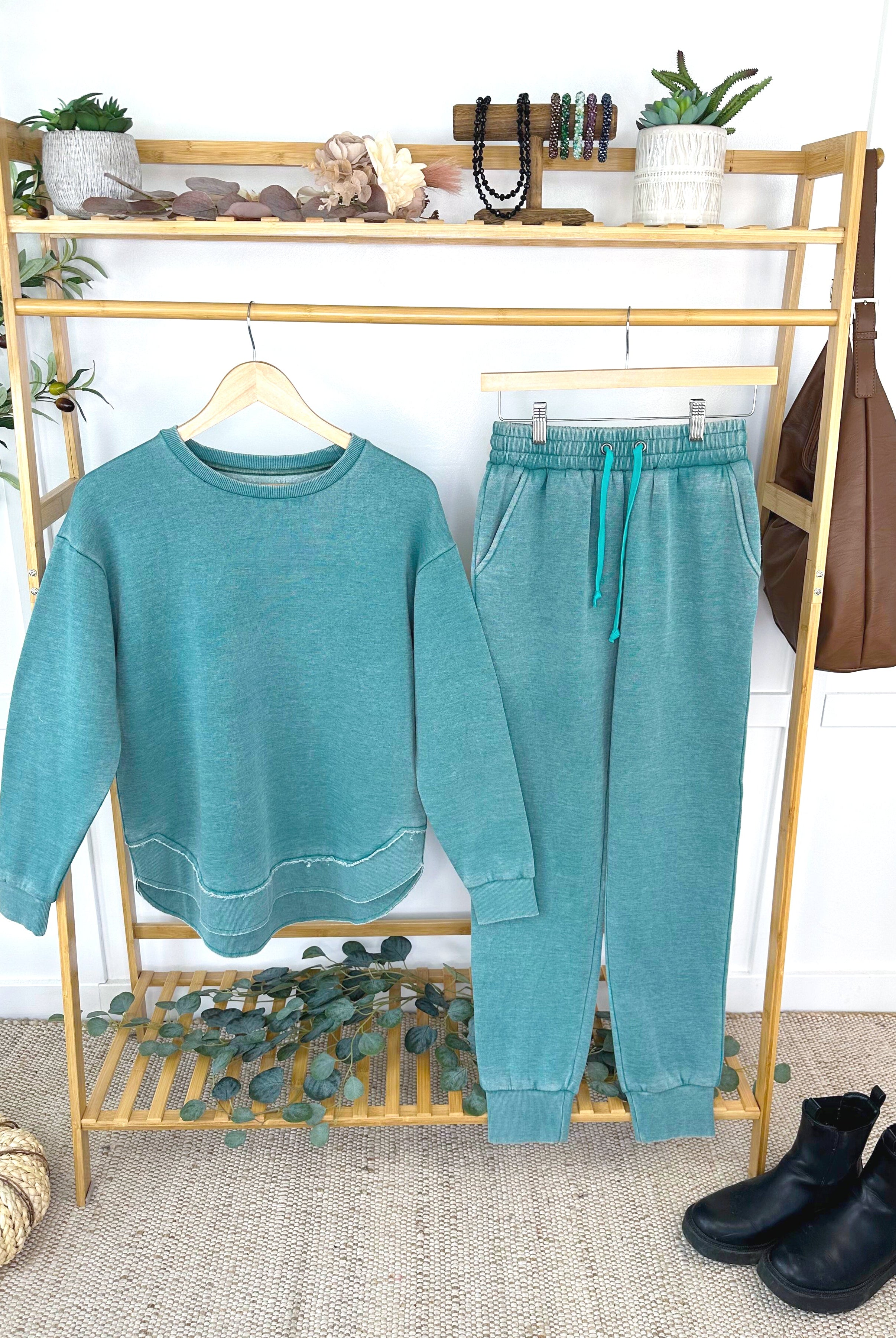 MARKET EXCLUSIVE Vintage Wash Pullover - Teal-Pullover-Dear Me Southern Boutique, located in DeRidder, Louisiana