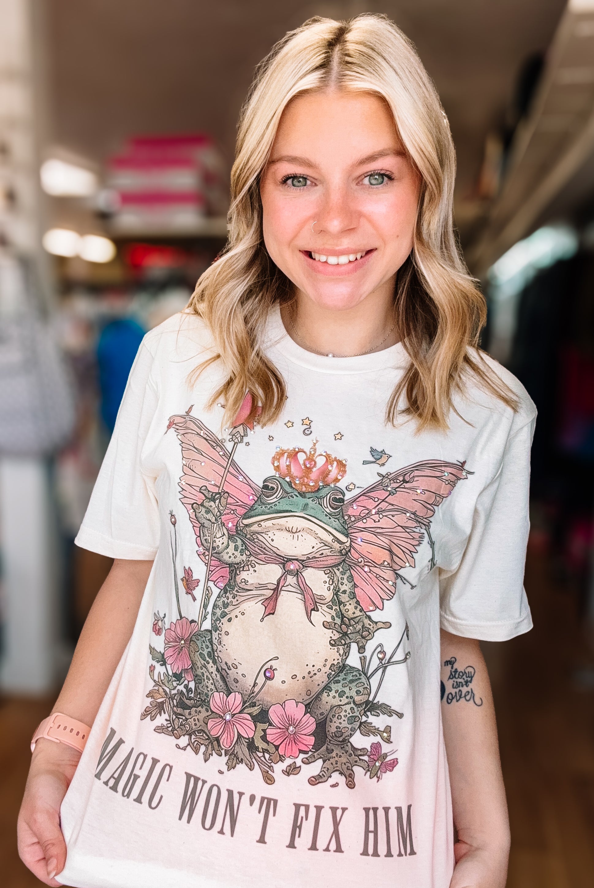 Magic Won’t Fix Him Bougie Rhinestone Tee-Dear Me Southern Boutique, located in DeRidder, Louisiana