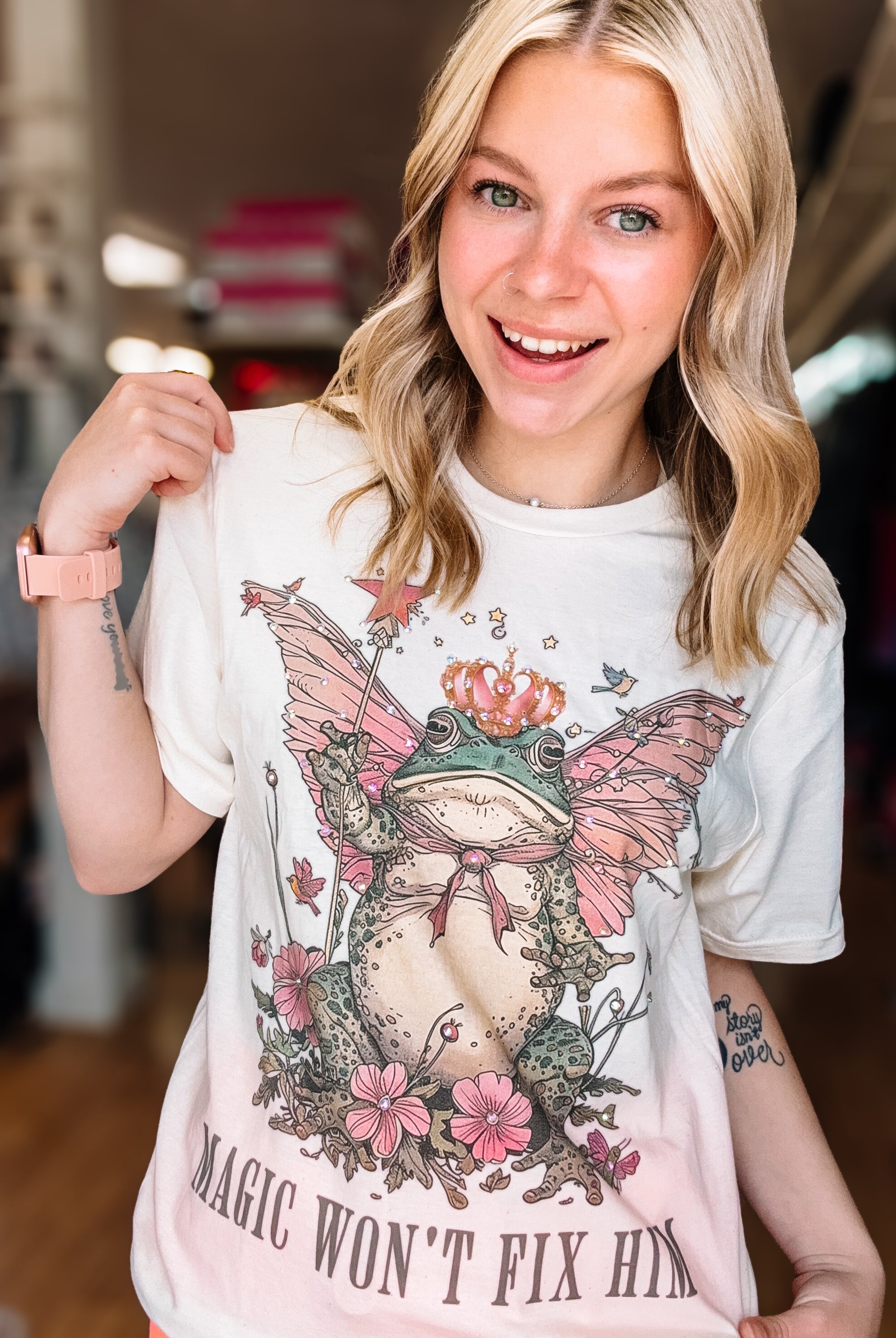 Magic Won’t Fix Him Bougie Rhinestone Tee-Dear Me Southern Boutique, located in DeRidder, Louisiana