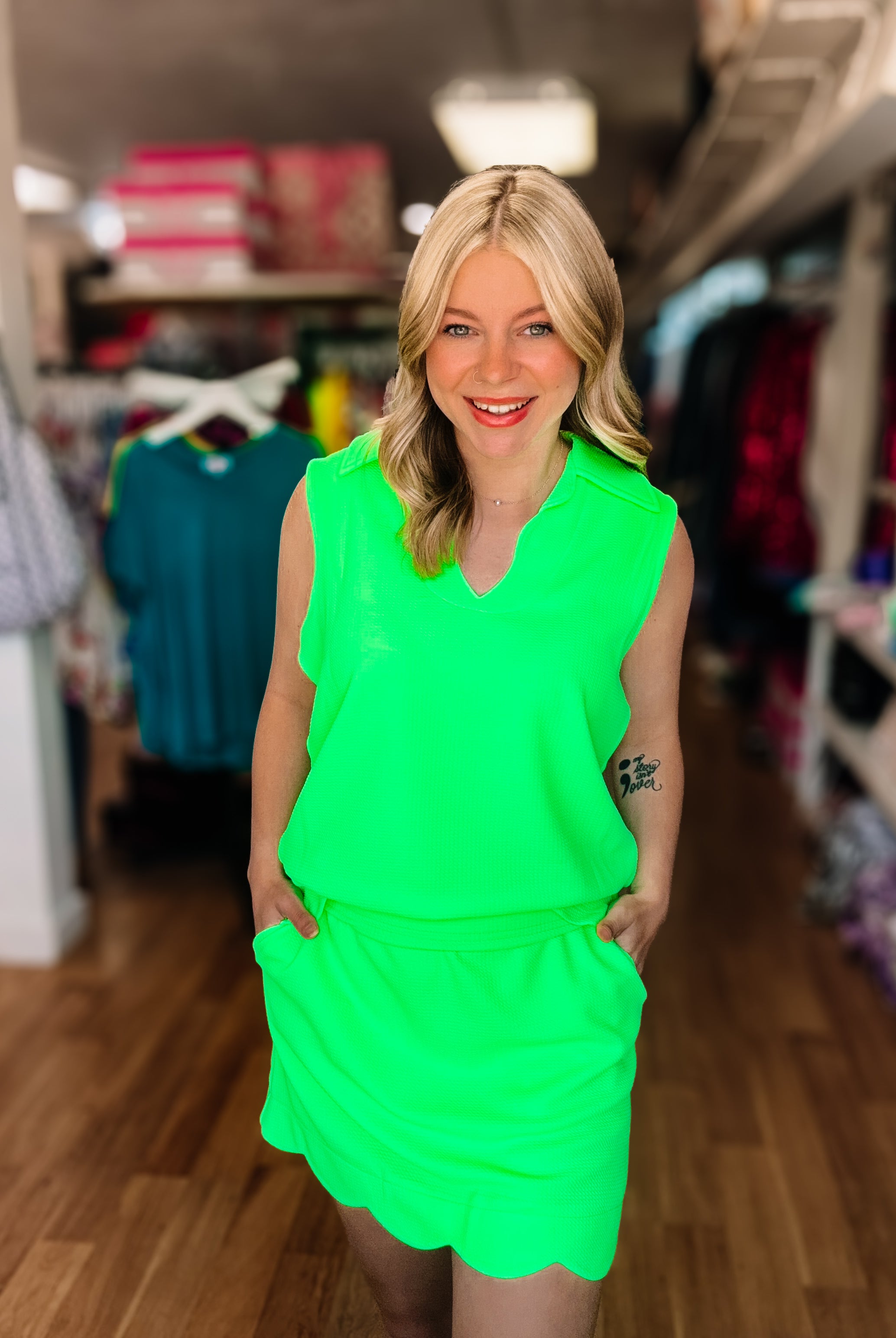 Make it Count Textured Skort Set -Green-Sets-Dear Me Southern Boutique, located in DeRidder, Louisiana