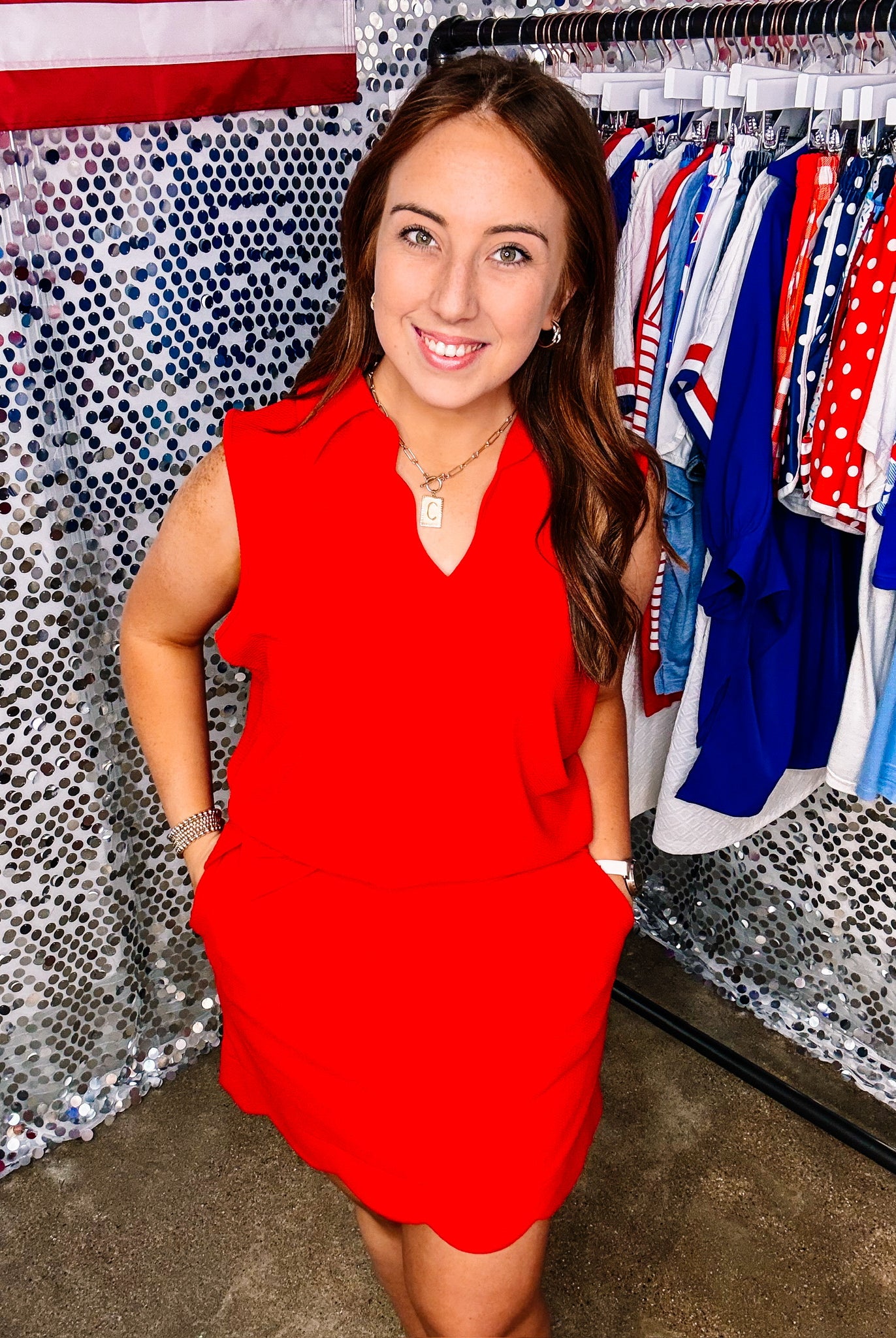 Make it Count Textured Skort Set -Red-Sets-Dear Me Southern Boutique, located in DeRidder, Louisiana