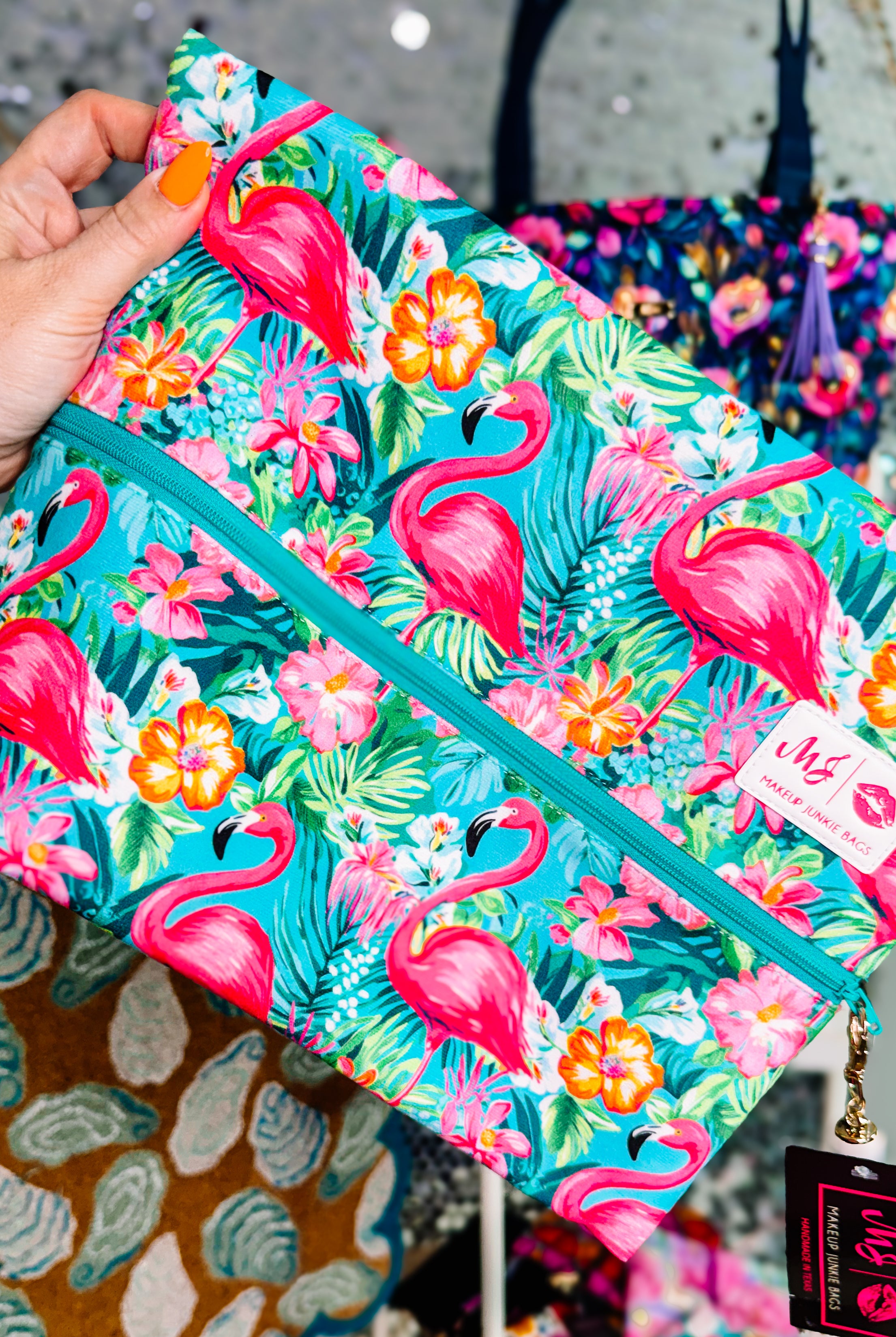 Makeup Junkie Bags - Flamingle-Makeup Bags-Dear Me Southern Boutique, located in DeRidder, Louisiana