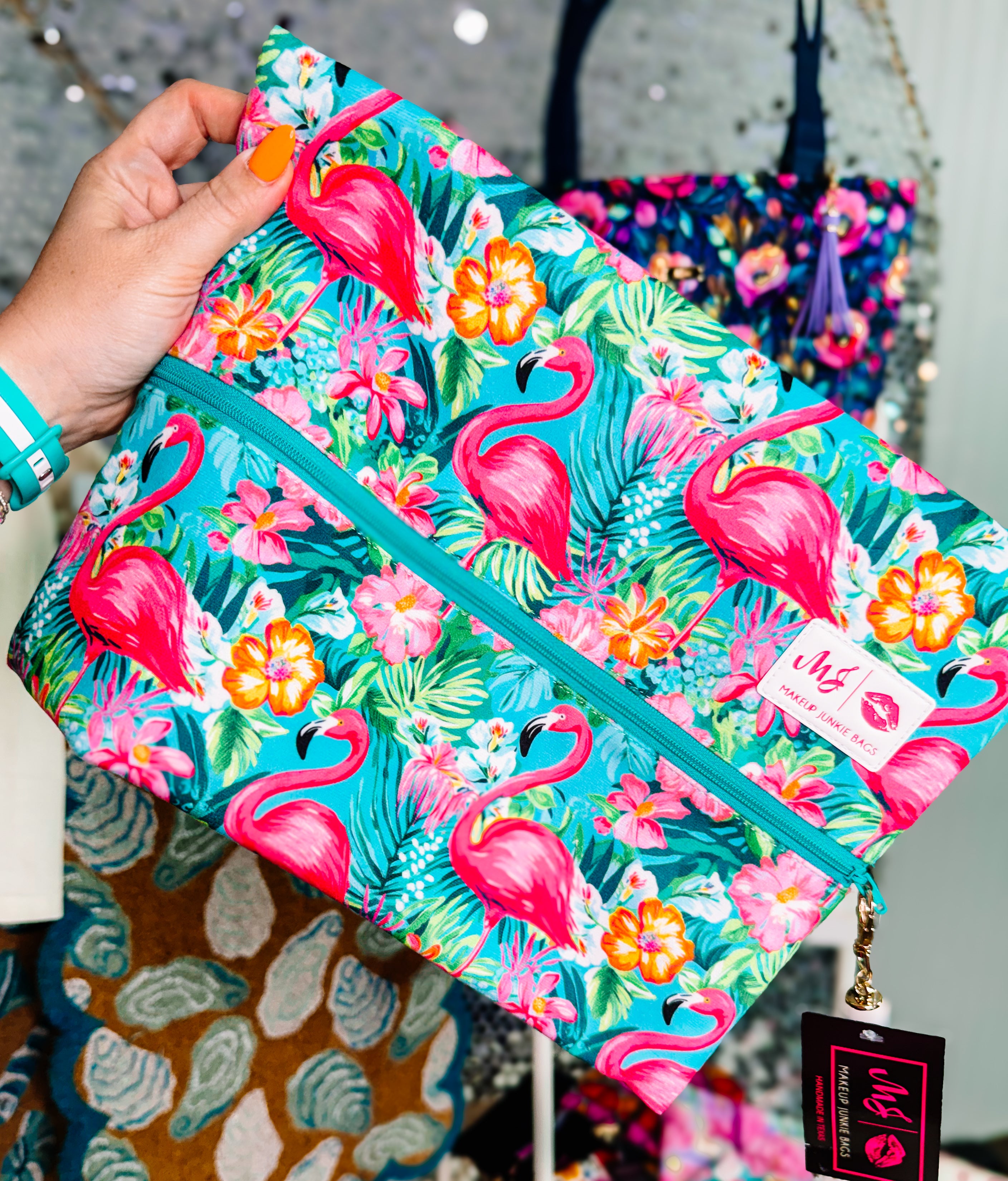 Makeup Junkie Bags - Flamingle-Makeup Bags-Dear Me Southern Boutique, located in DeRidder, Louisiana