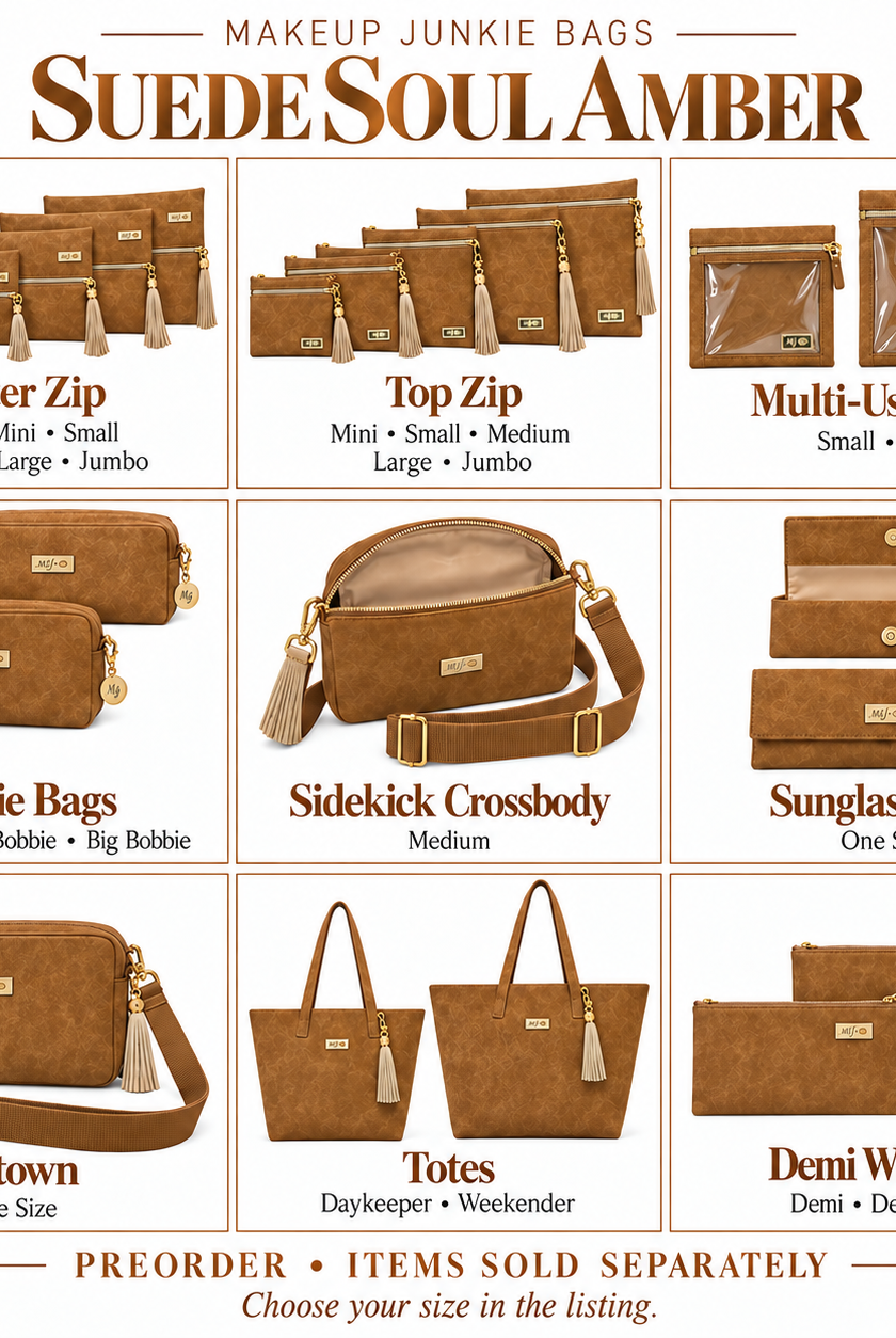 Makeup Junkie Bags - Suede Soul Amber-Bags/Purses-Dear Me Southern Boutique, located in DeRidder, Louisiana