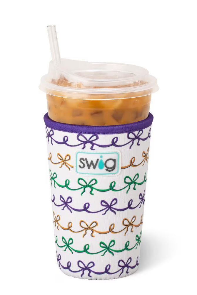 Mardi Gras Bows Iced Cup Coolie-Wine + Cocktails-Dear Me Southern Boutique, located in DeRidder, Louisiana