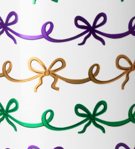 Mardi Gras Bows Swig Travel Mug 22oz-Travel Mugs-Dear Me Southern Boutique, located in DeRidder, Louisiana