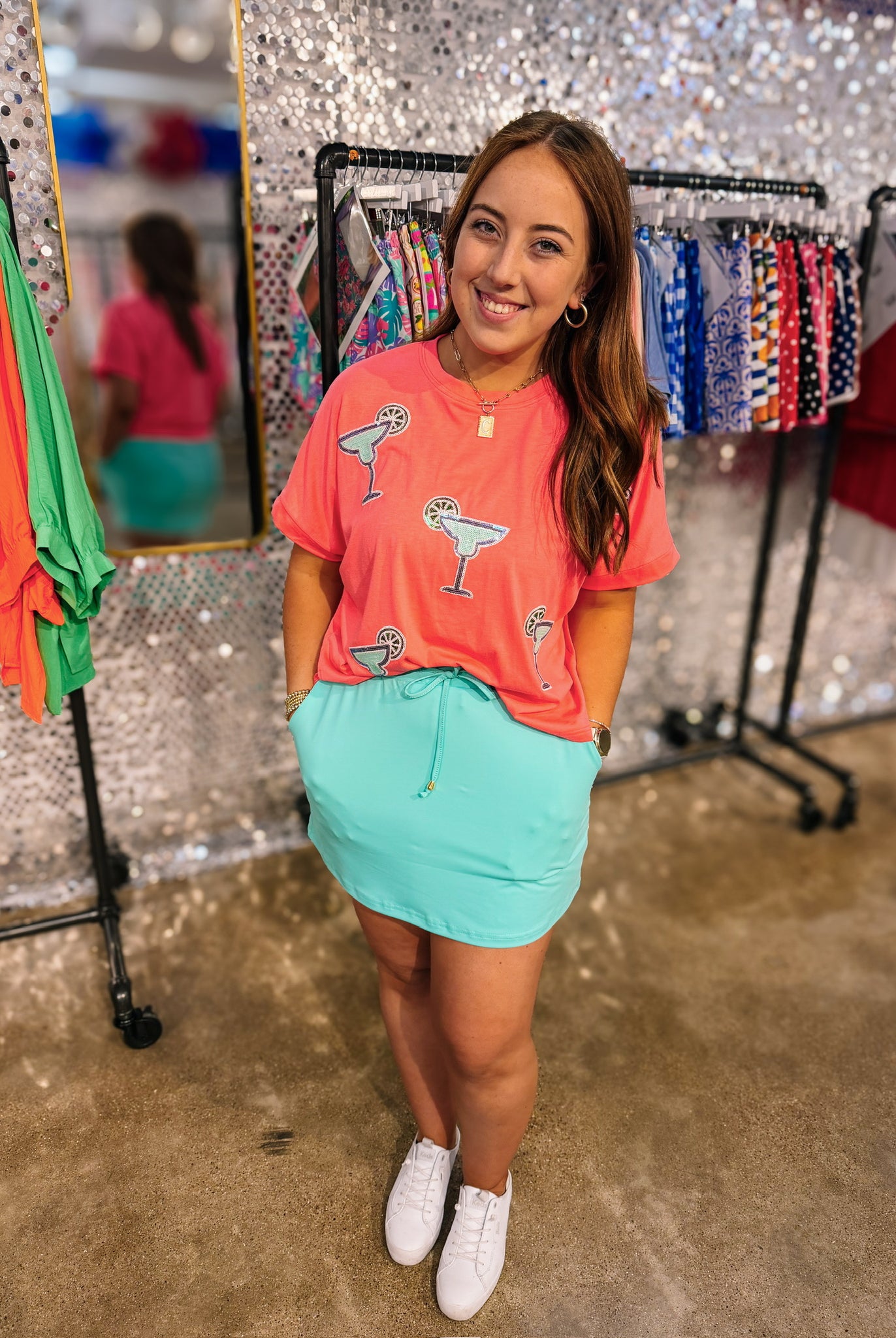 Margaritaville Sequin Patch Top-Blouses-Dear Me Southern Boutique, located in DeRidder, Louisiana