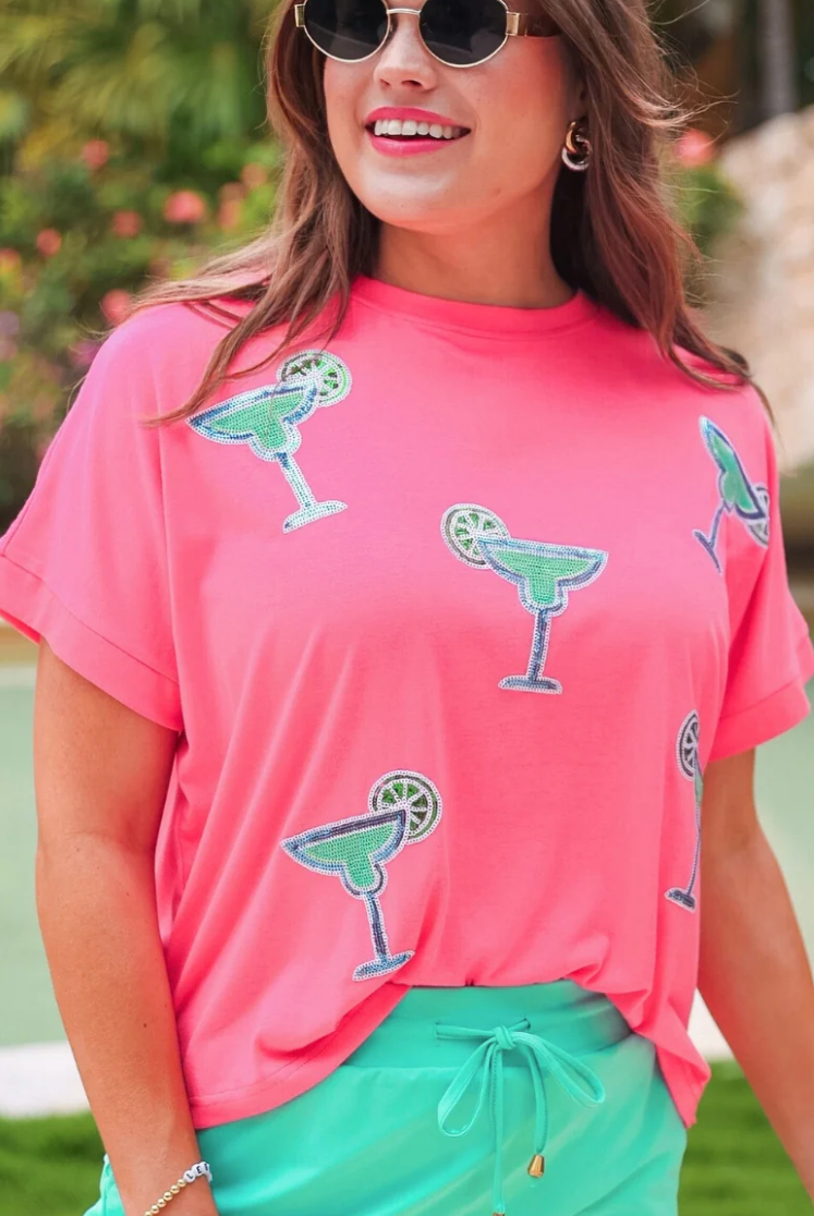 Margaritaville Sequin Patch Top-Blouses-Dear Me Southern Boutique, located in DeRidder, Louisiana