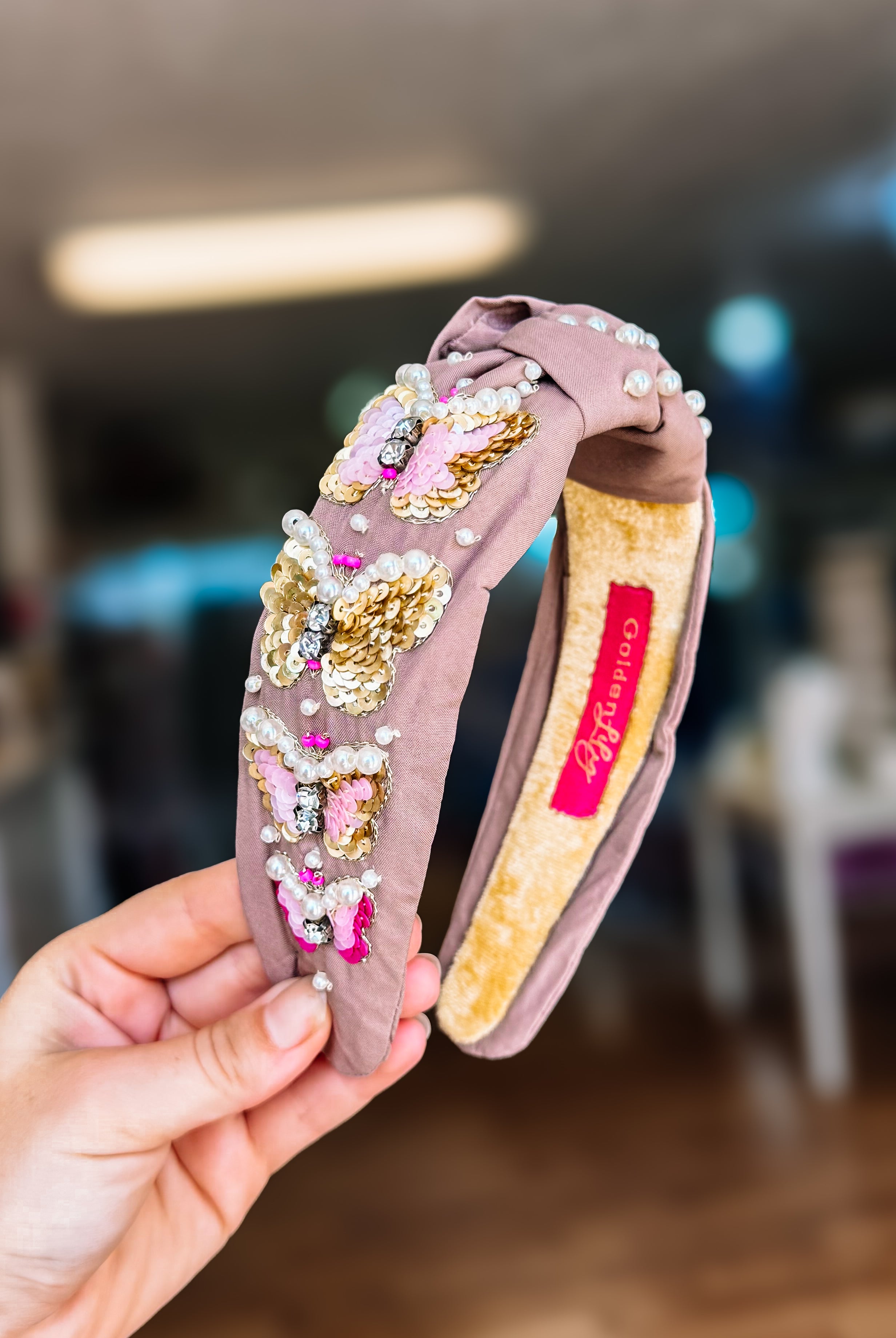 Mauve Butterfly Twist Headband-Headbands-Dear Me Southern Boutique, located in DeRidder, Louisiana
