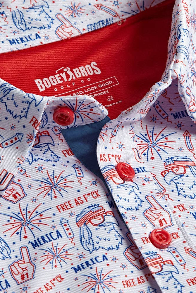 'Merica Polo - White-Dear Me Southern Boutique, located in DeRidder, Louisiana