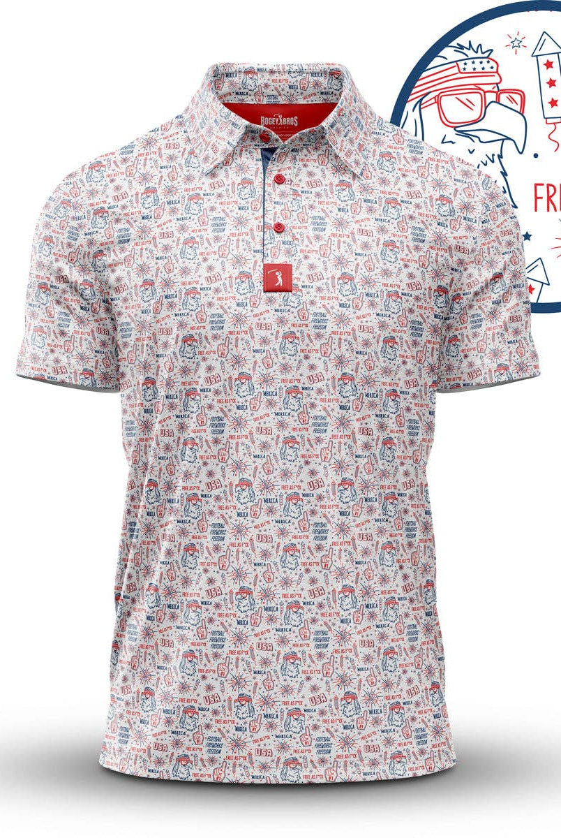 'Merica Polo - White-Dear Me Southern Boutique, located in DeRidder, Louisiana