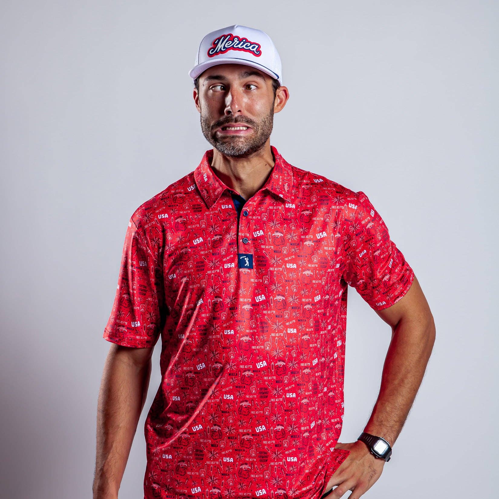 'Merica - Red - Polo-Dear Me Southern Boutique, located in DeRidder, Louisiana