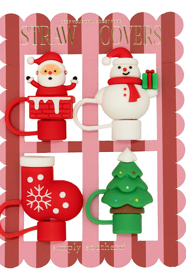 Merry Sips Straw Cover Topper Sets-Straw Toppers-Dear Me Southern Boutique, located in DeRidder, Louisiana