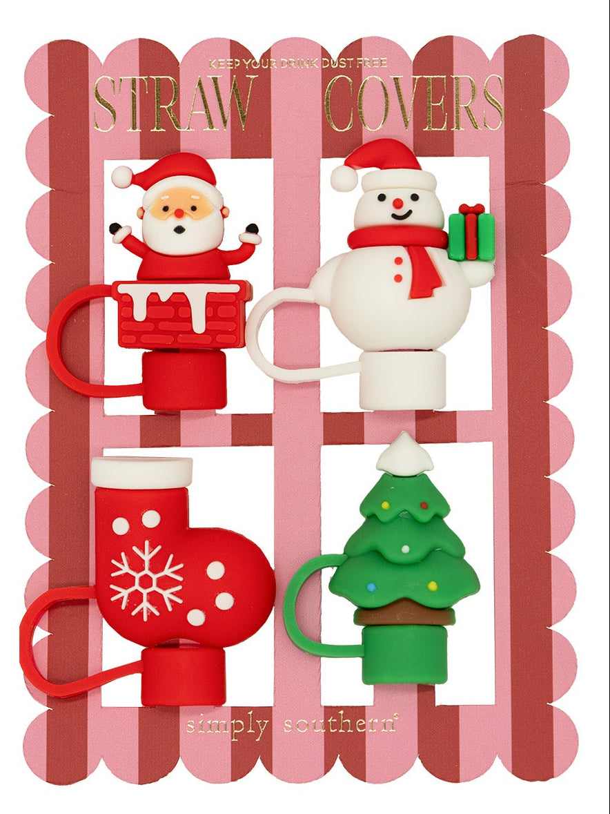 Merry Sips Straw Cover Topper Sets-Straw Toppers-Dear Me Southern Boutique, located in DeRidder, Louisiana
