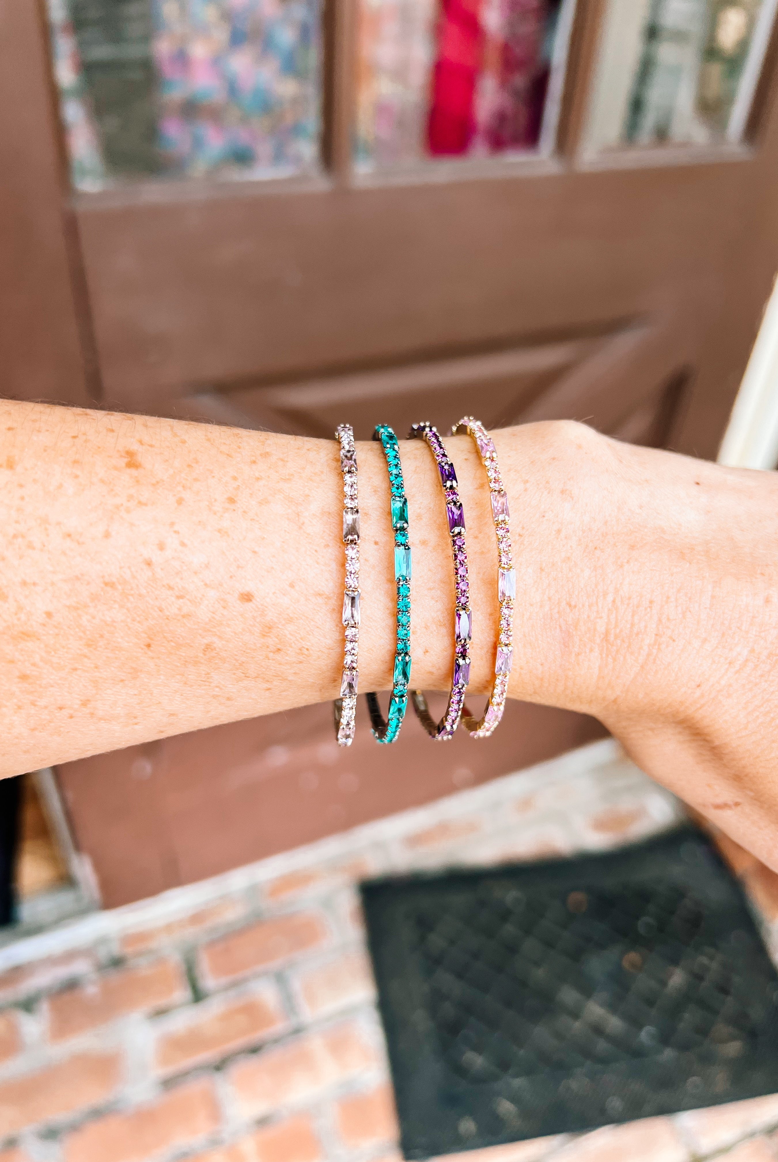 Miami Crystal Bangle - Gold Metal-Bracelets-Dear Me Southern Boutique, located in DeRidder, Louisiana