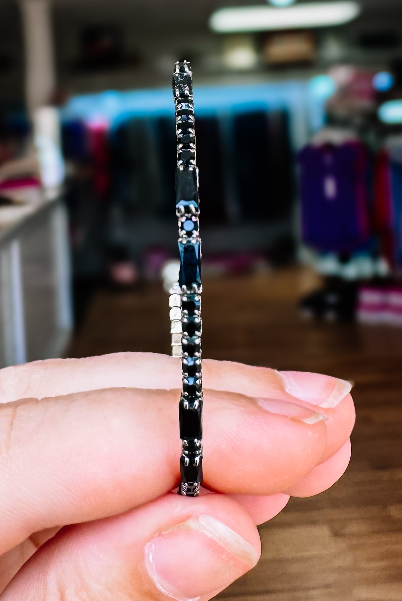 Miami Crystal Bangle - Gunmetal-Bracelets-Dear Me Southern Boutique, located in DeRidder, Louisiana