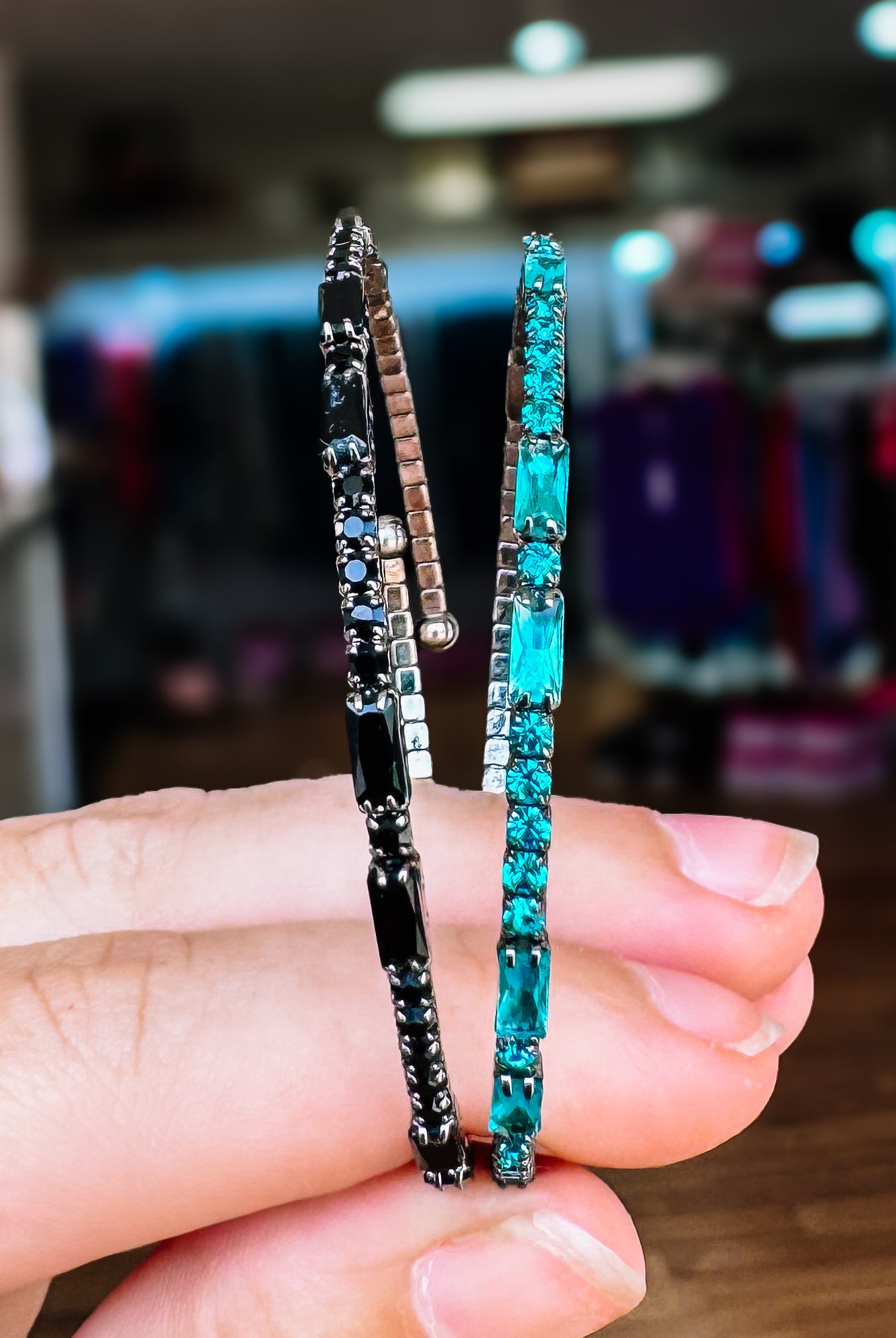 Miami Crystal Bangle - Gunmetal-Bracelets-Dear Me Southern Boutique, located in DeRidder, Louisiana