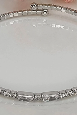 Miami Crystal Bangle - Silver Metal-Bracelets-Dear Me Southern Boutique, located in DeRidder, Louisiana