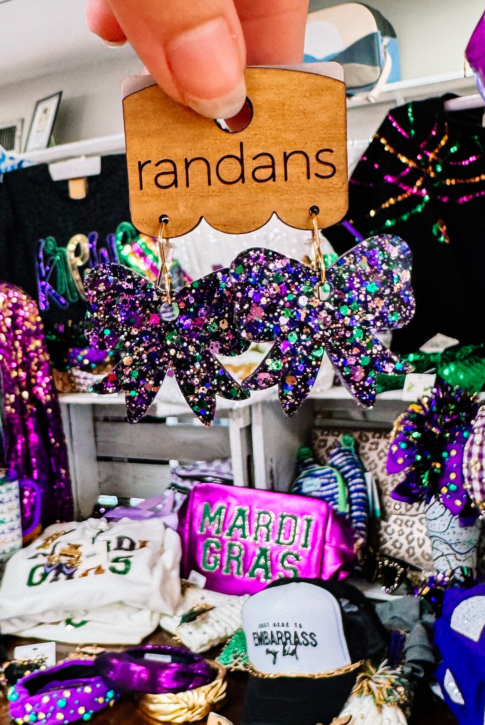 Mini Bow Randans - Mardi Gras Mix-Earrings-Dear Me Southern Boutique, located in DeRidder, Louisiana