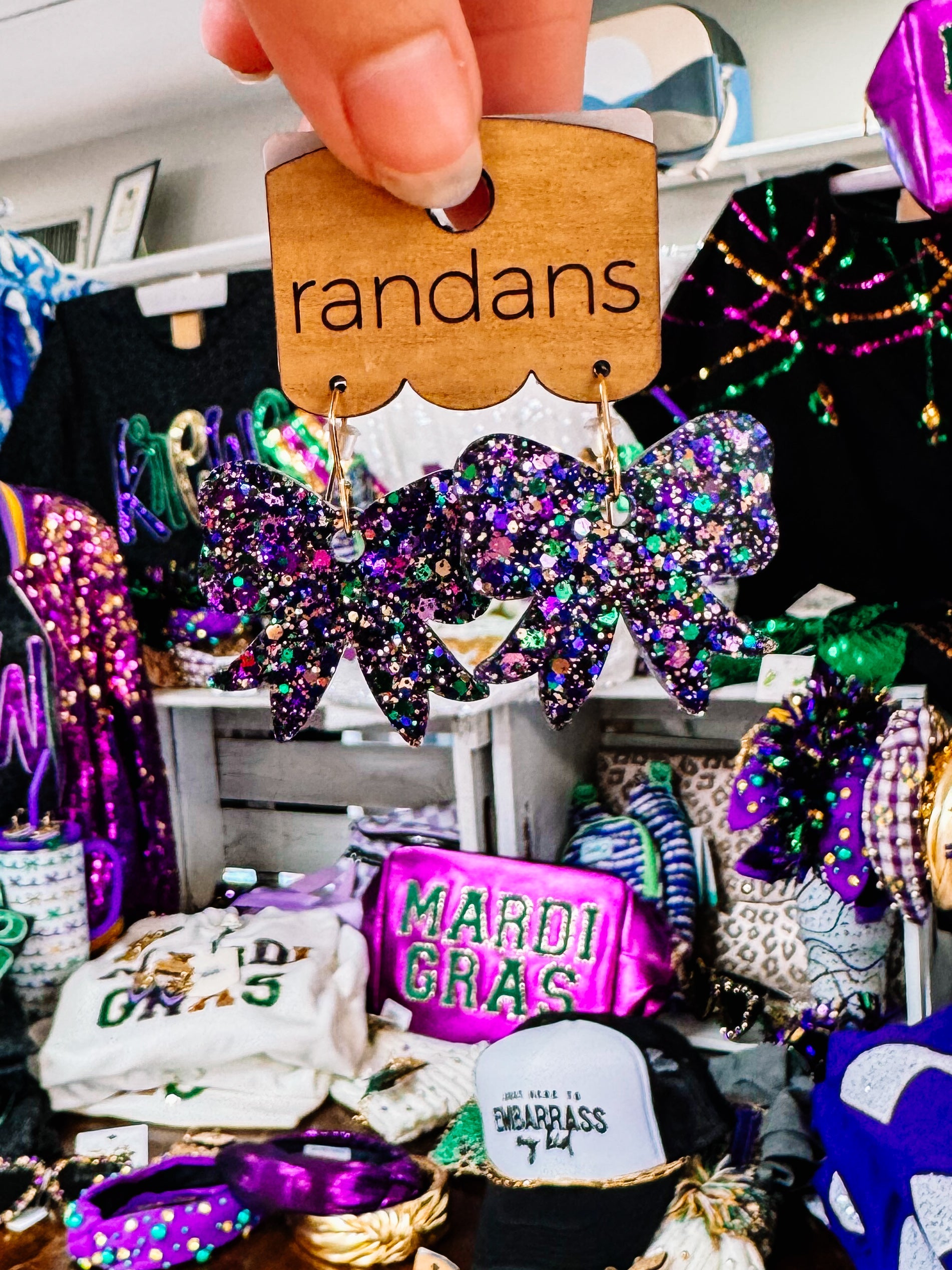 Mini Bow Randans - Mardi Gras Mix-Earrings-Dear Me Southern Boutique, located in DeRidder, Louisiana