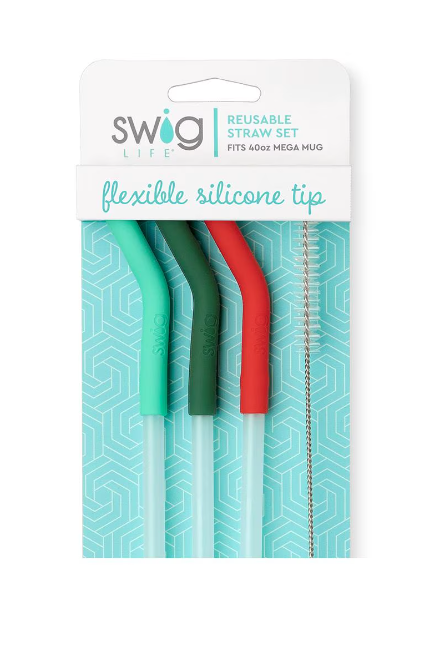 Mint/Green/Red Swig Straw Set-Straws-Dear Me Southern Boutique, located in DeRidder, Louisiana